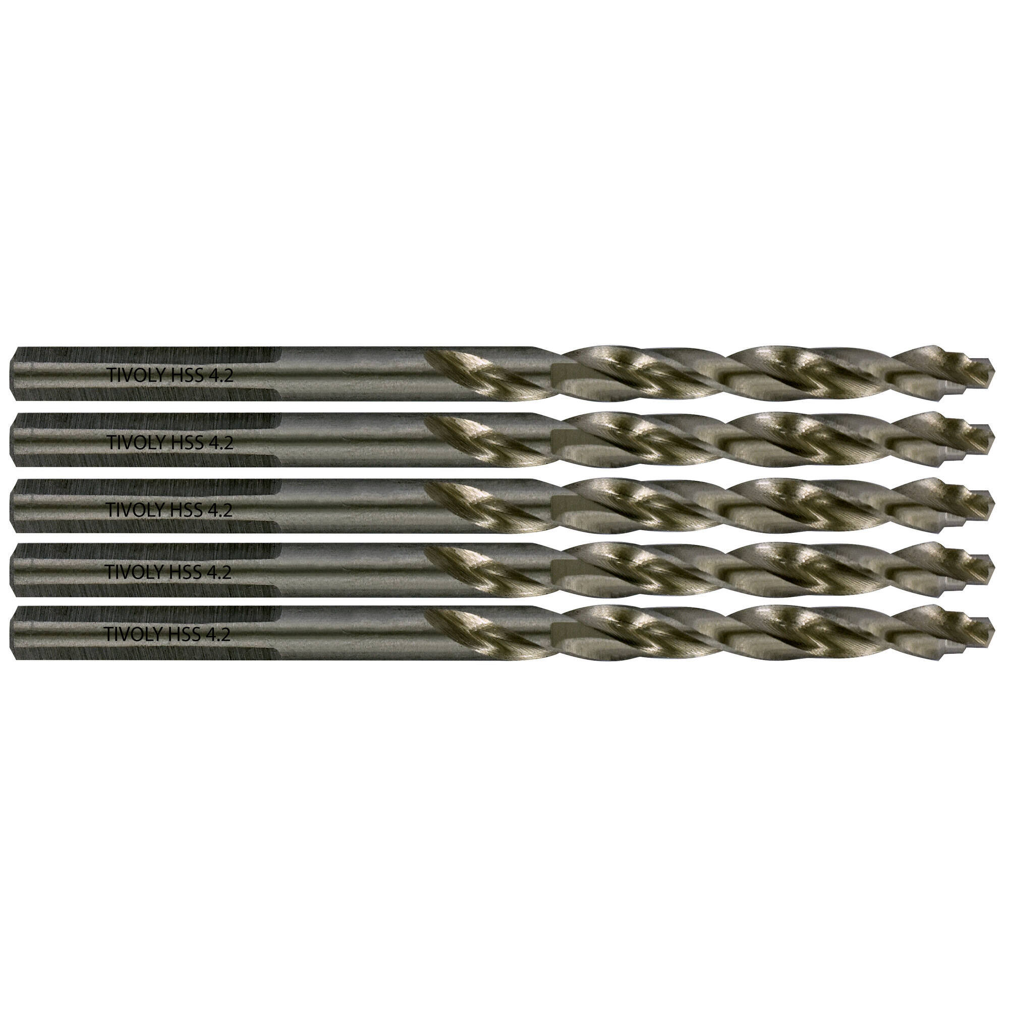 Ø: 4.2 / L: 75 / Broca para metal HSS PUNTA ESCALONADA | DIN338 | h8 | Afilado Tivoly Smart Point (Caja colgante)