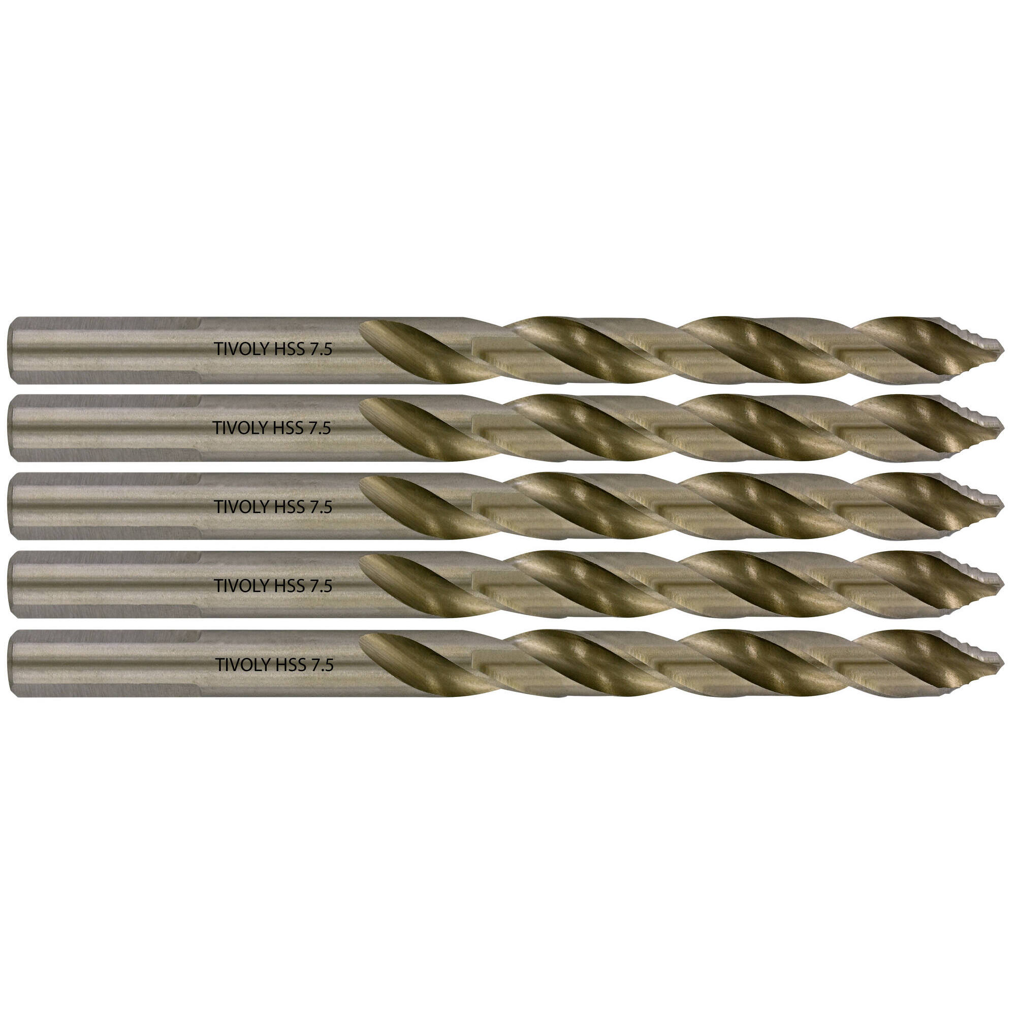 Ø: 7.5 / L: 109 / Broca para metal HSS PUNTA ESCALONADA | DIN338 | h8 | Afilado Tivoly Smart Point (Caja colgante)