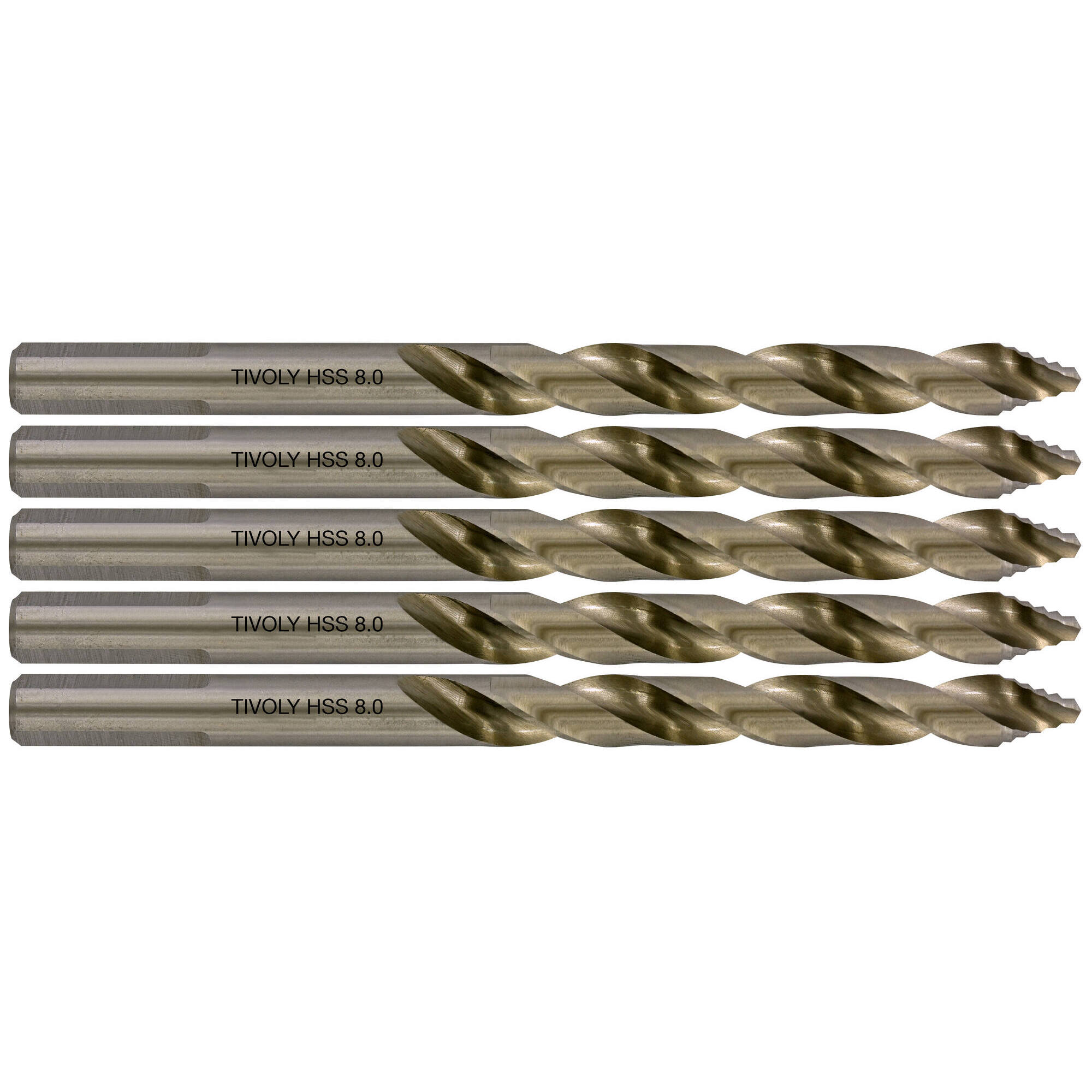 Ø: 8 / L: 117 / Broca para metal HSS PUNTA ESCALONADA | DIN338 | h8 | Afilado Tivoly Smart Point (Caja colgante)