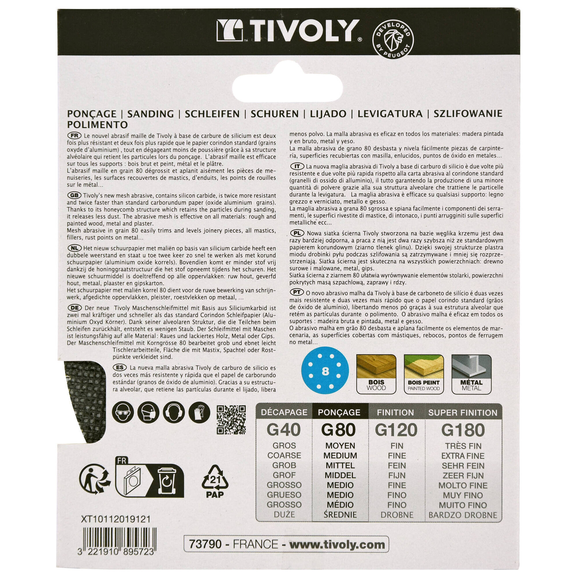 Disco MALLA -AUTOADHESIVO -Ø125 mm - Para lijadora excéntrica (Funda cartón) / Dim Ø125 / Gr : 80