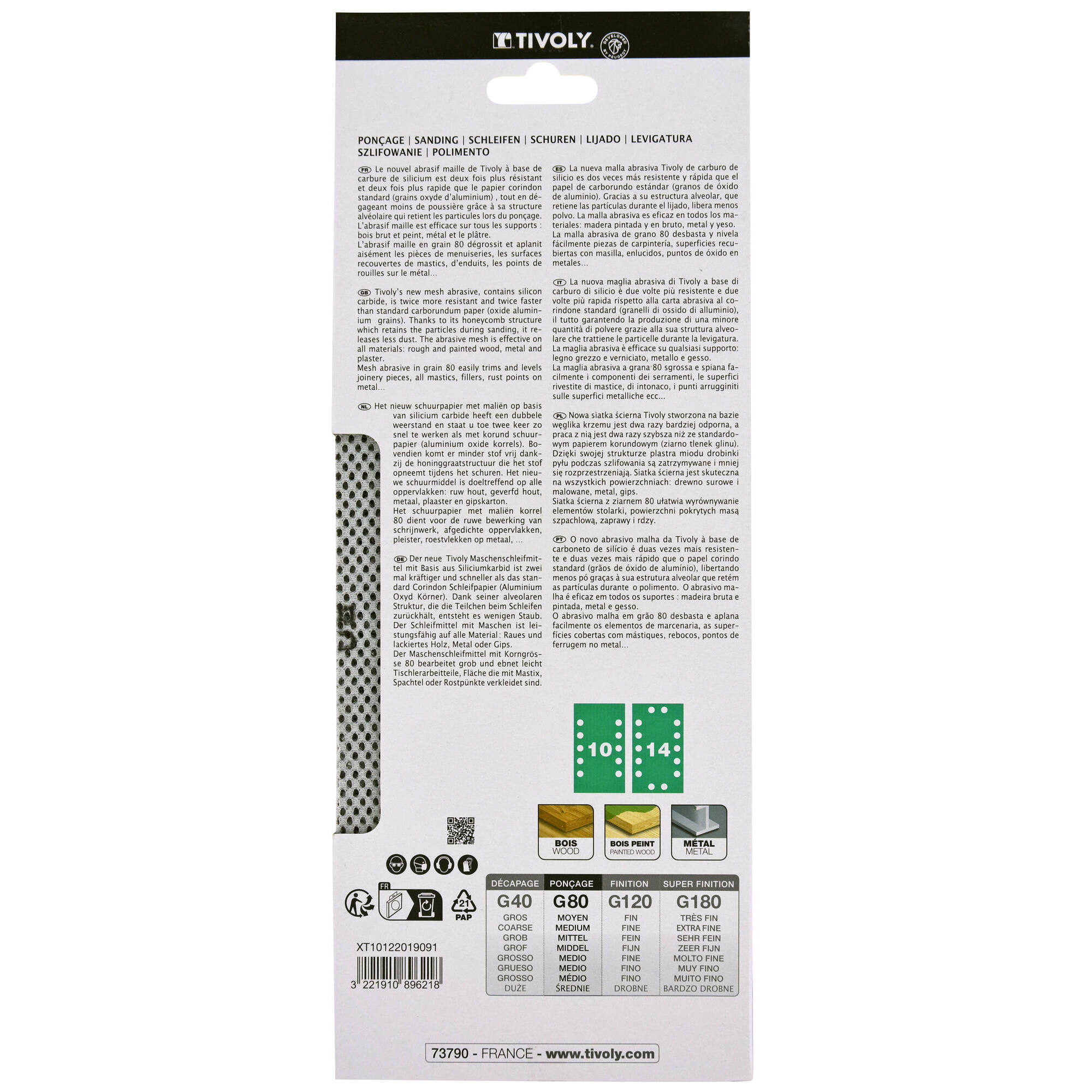Hoja de lija MALLA -AUTOADHESIVA -115x230 mm - Para lijadora orbital (Funda cartón) / Dim 115x230 / Gr : 80