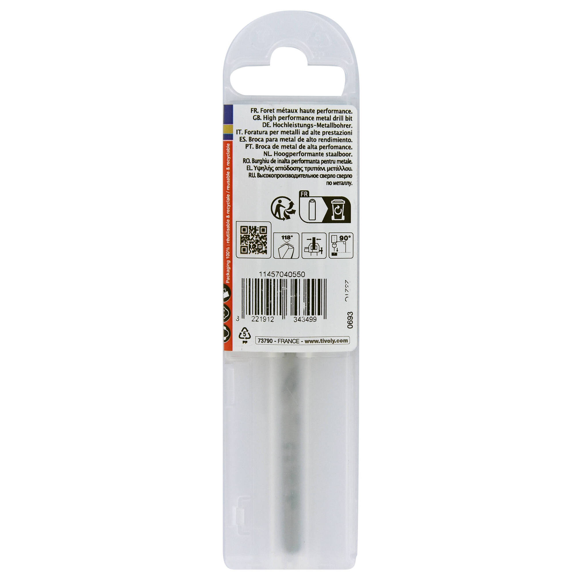 Ø: 5.5 / L: 93 / Broca para metal HSS PUNTA ESCALONADA | DIN338 |h8 | Afilado Tivoly Smart Point (Funda plástico)