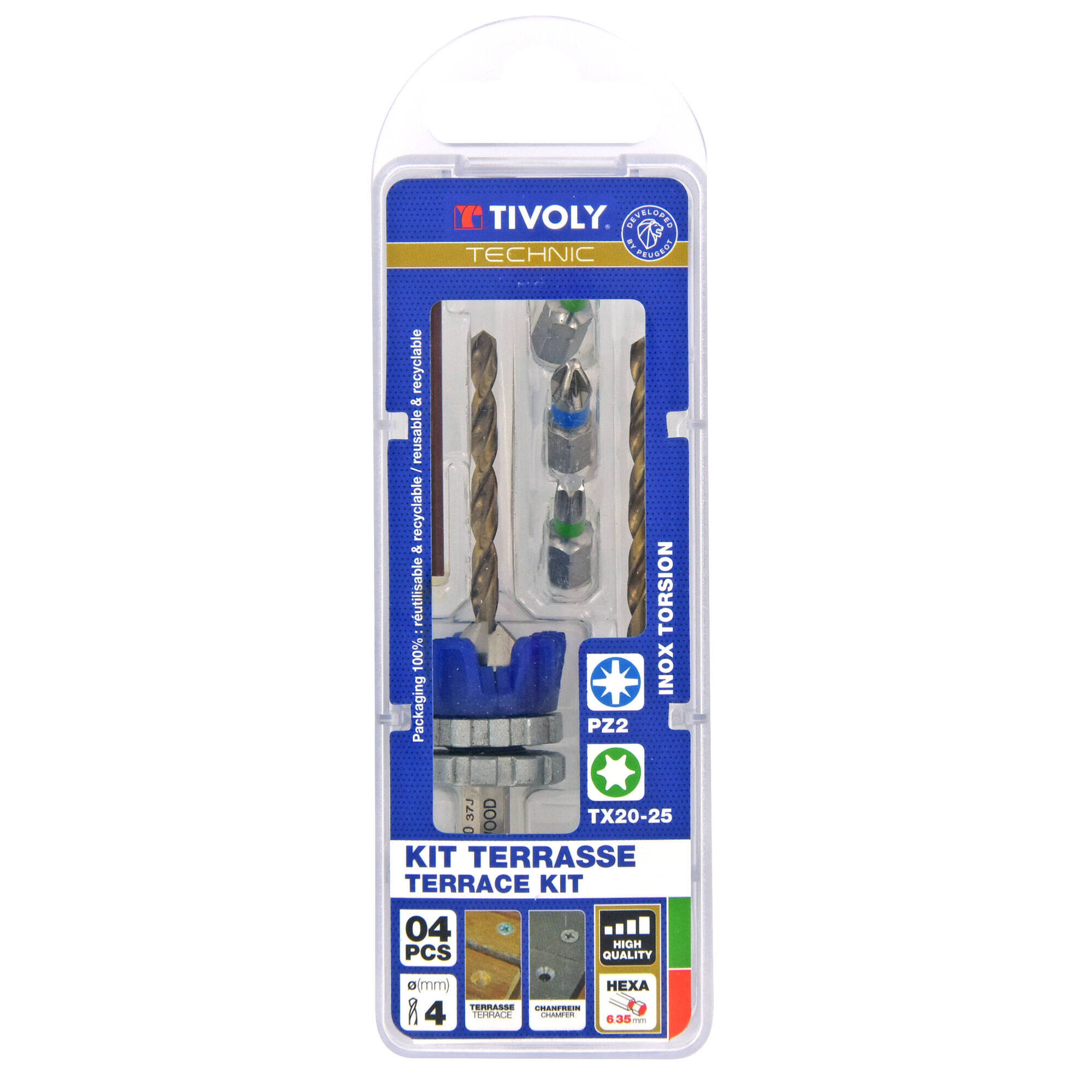 11900770400 - Ø: / Broca y avellanador HSS 2 en 1 madera y metal -Tope regulable -Mango hexagonal (Estuche) / L: