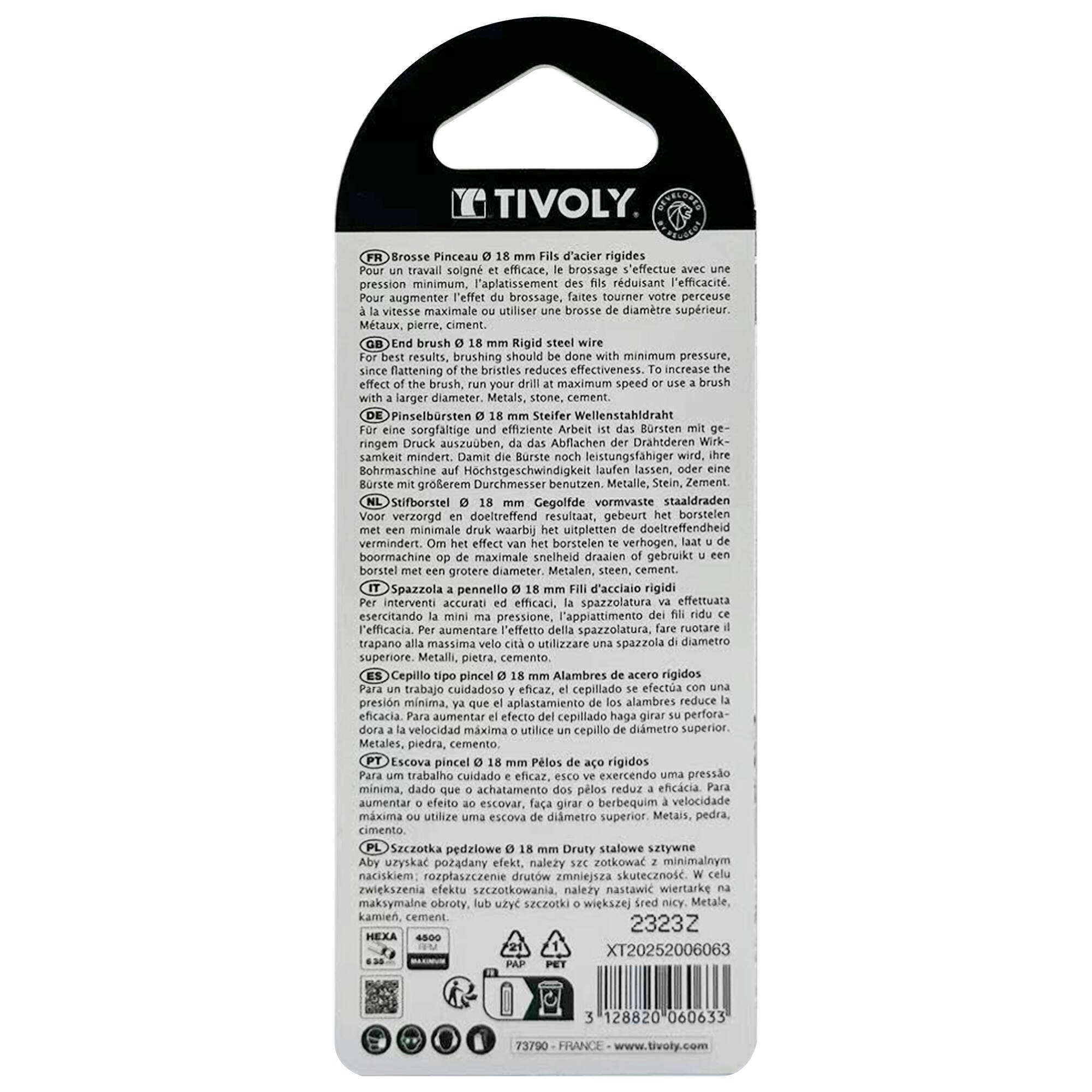 Cepillo PINCEL -Alambre de acero ondulado -Decapado de metal (Blíster) / Ø: 18 / 0.35