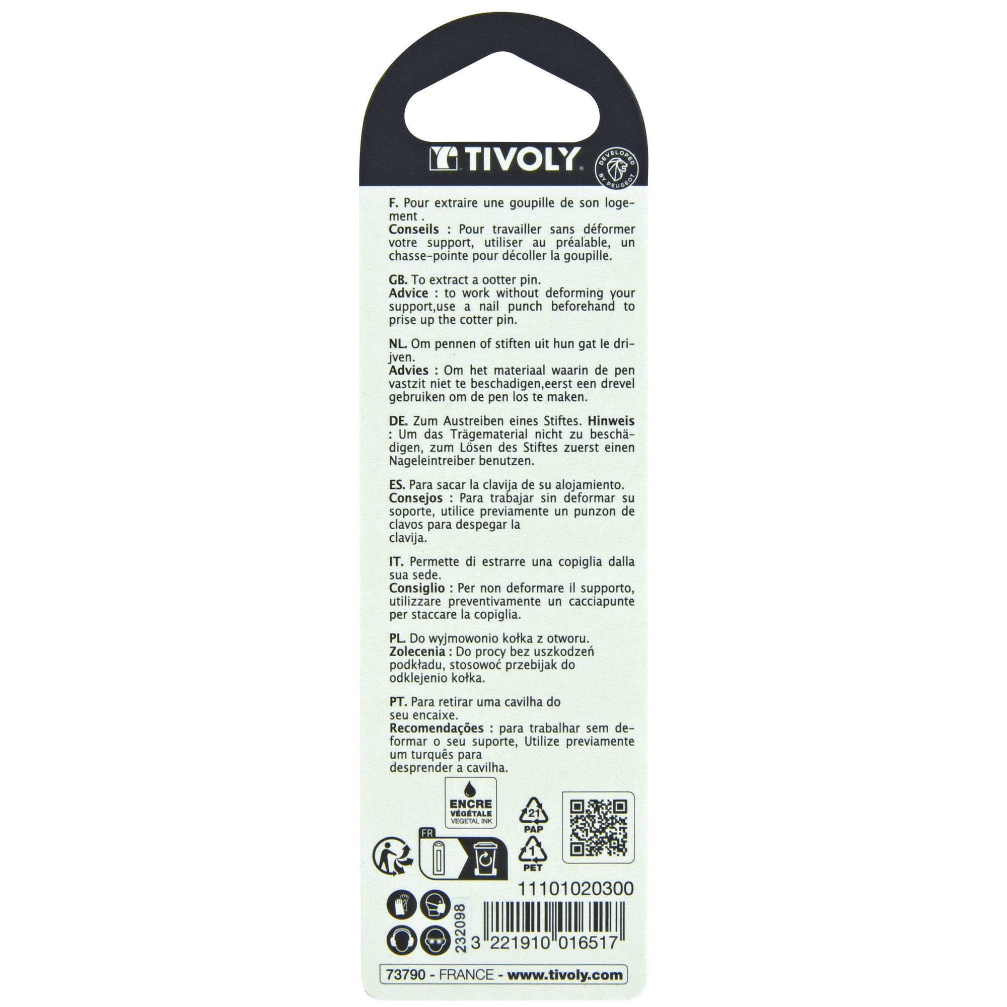 Botador de clavijas Ø3mm