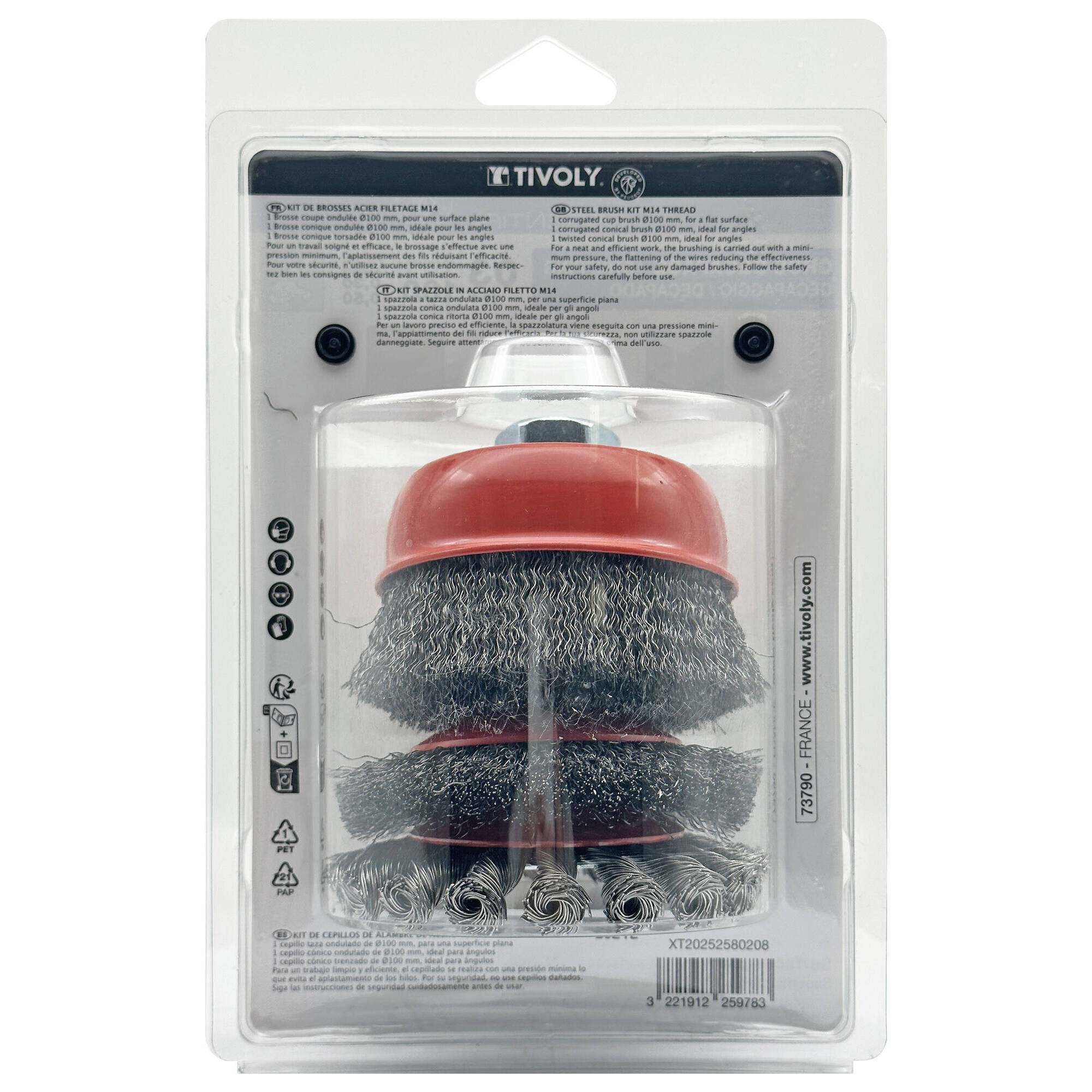 3 piezas: cepillos de acero para metal M14 Ø 100 mm