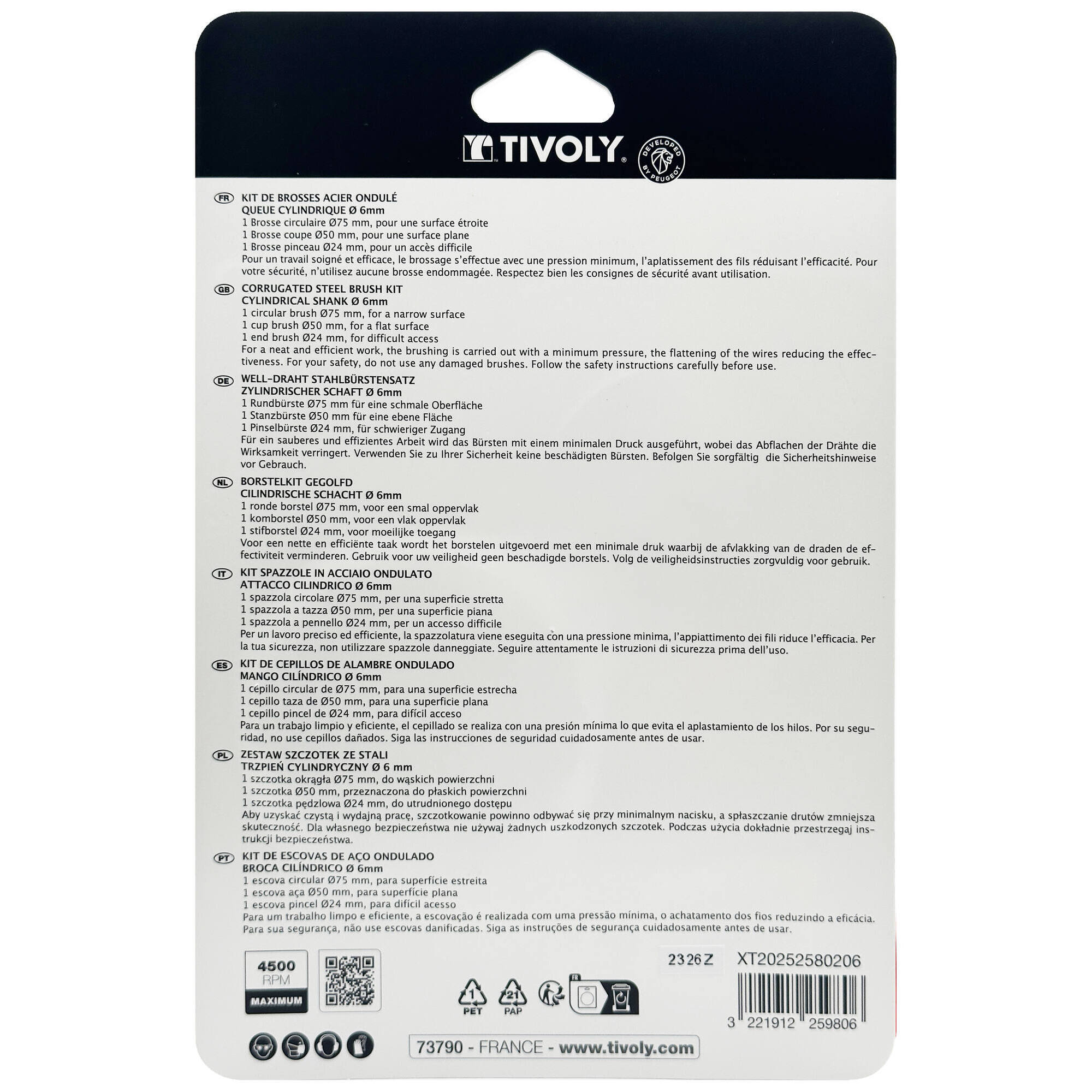 3 piezas: cepillos de acero para metal Ø 24 - 50 - 75 mm