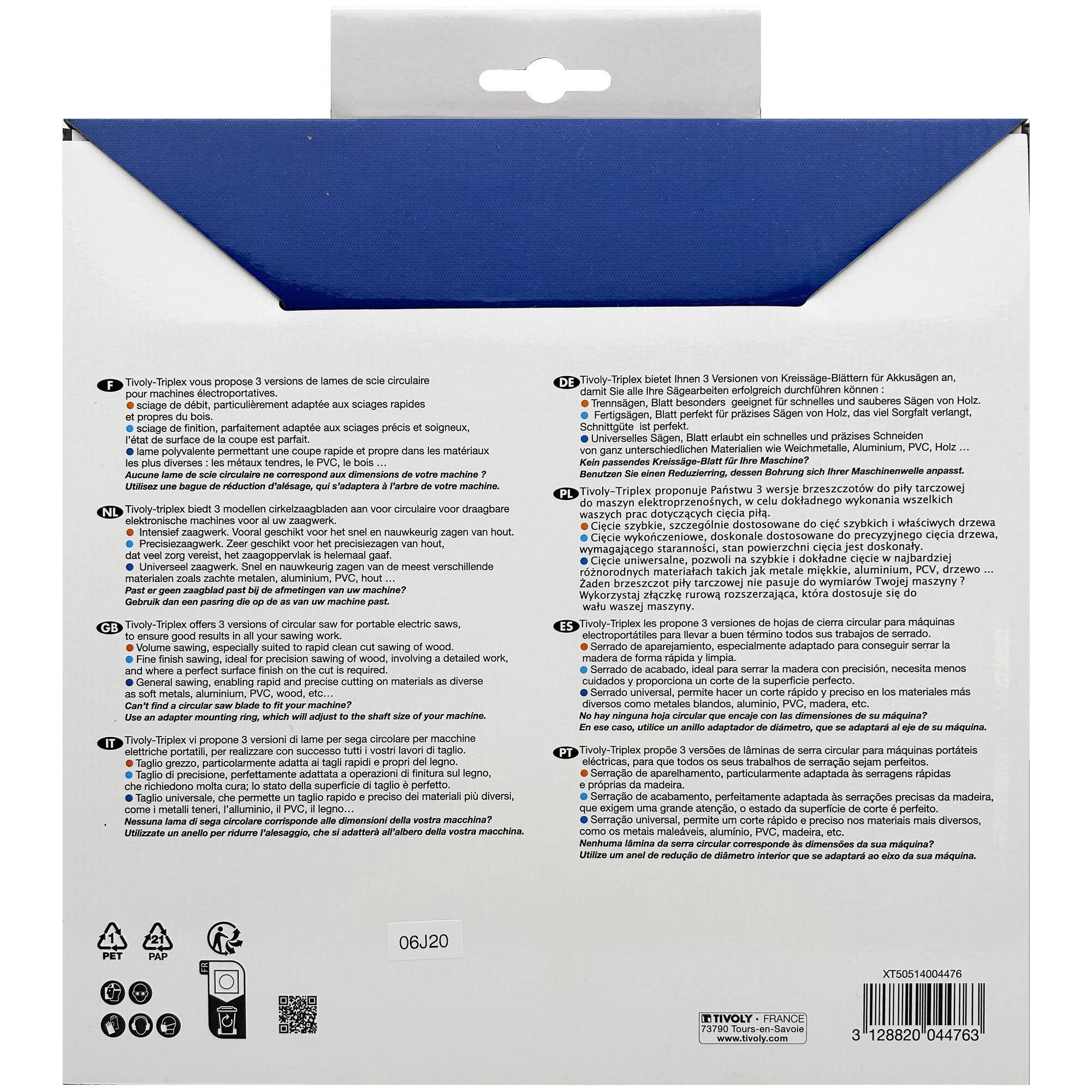 Ø: 254 x Ø2: 30 x Z: 80 / Hoja de sierra circular -Acabado -Para madera dura, estratificada y parqué -Uso en sierra radial (Funda cartón)