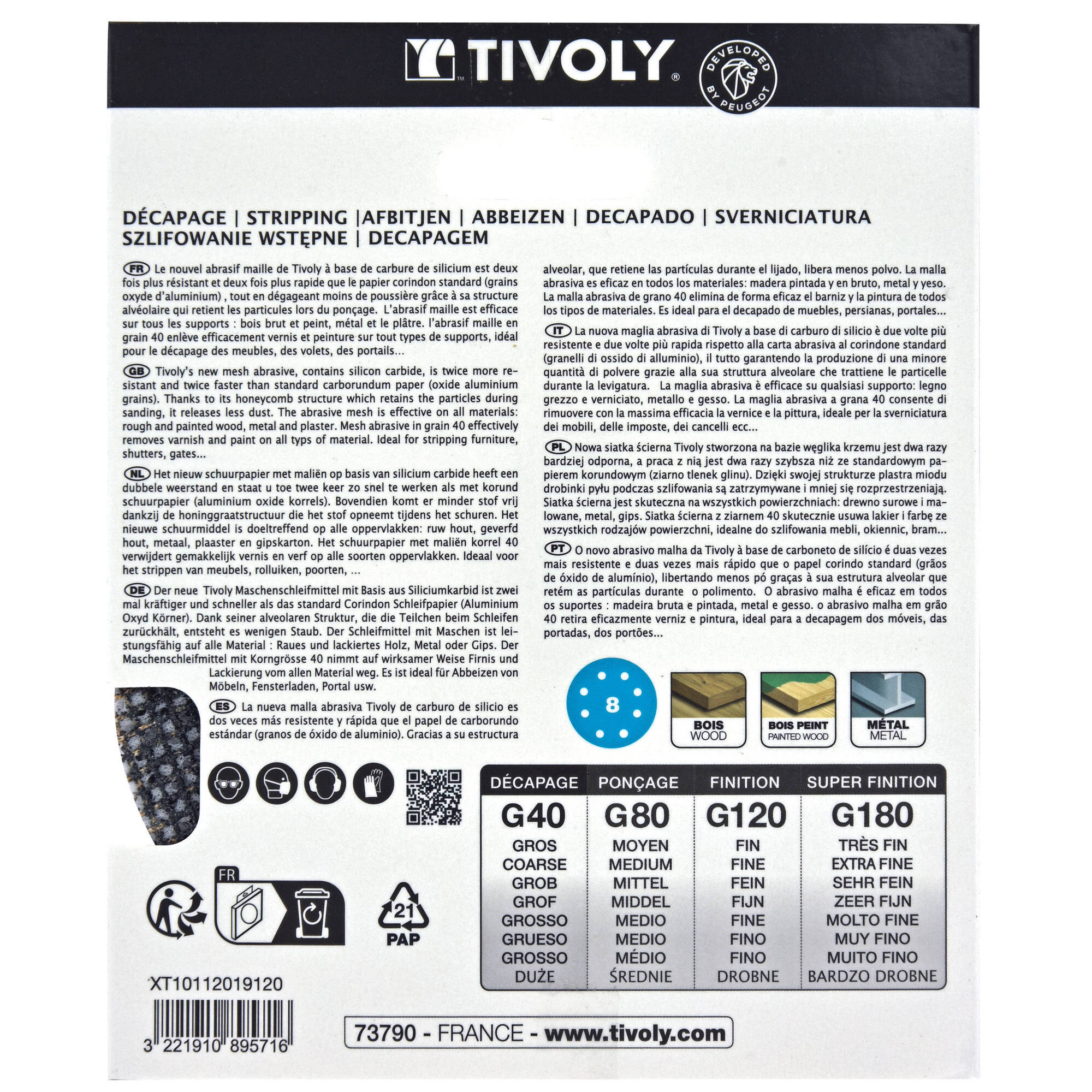 Disco MALLA -AUTOADHESIVO -Ø125 mm - Para lijadora excéntrica (Funda cartón) / Dim Ø125 / Gr : 40