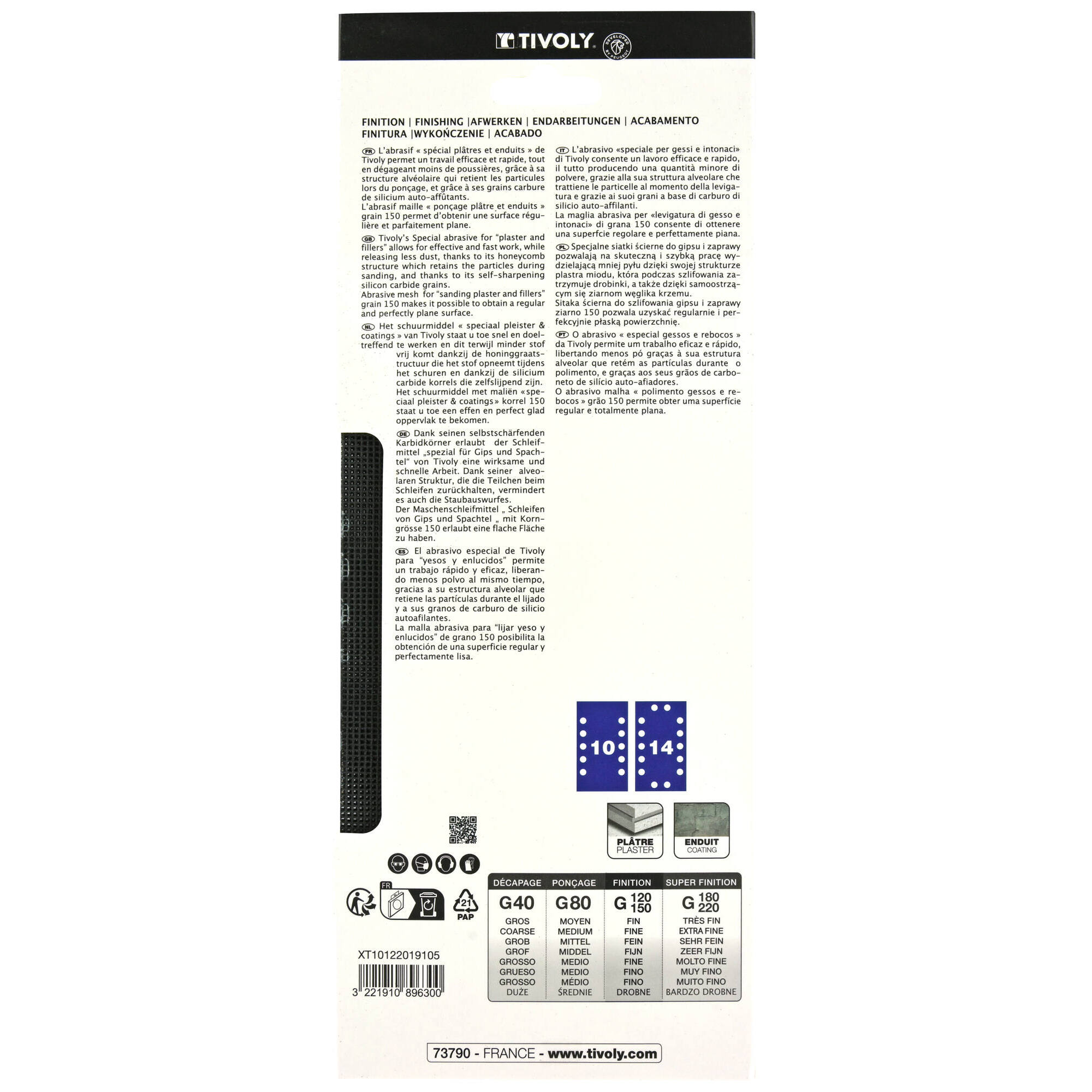Hoja de lija MALLA ESPECIAL YESO -115x280 mm - Para lijadora orbital (Funda cartón) / Dim 115x280 / Gr : 150