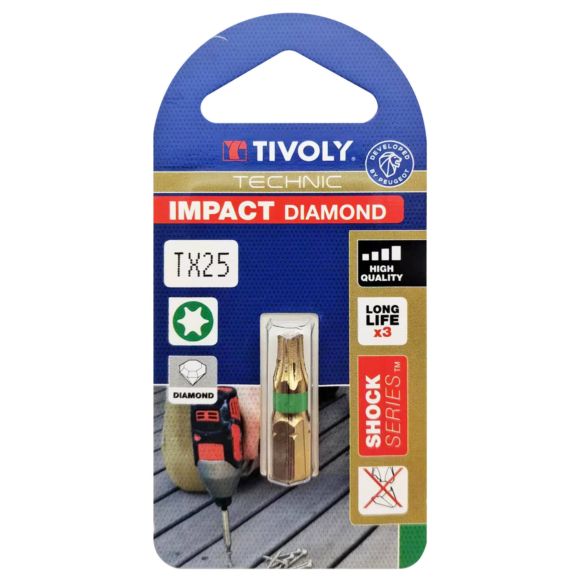 Punta de atornillar -Torsión diamante IMPACTO -Para tornillo Torx (Blíster) N°: N25 / L: 25