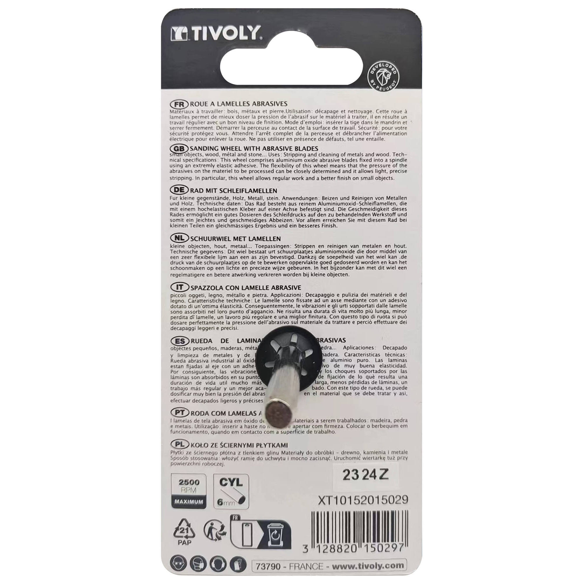 Rueda de LÁMINAS ABRASIVAS (Cartoncillo colgante) / Dim Ø40x20 / Gr : 60