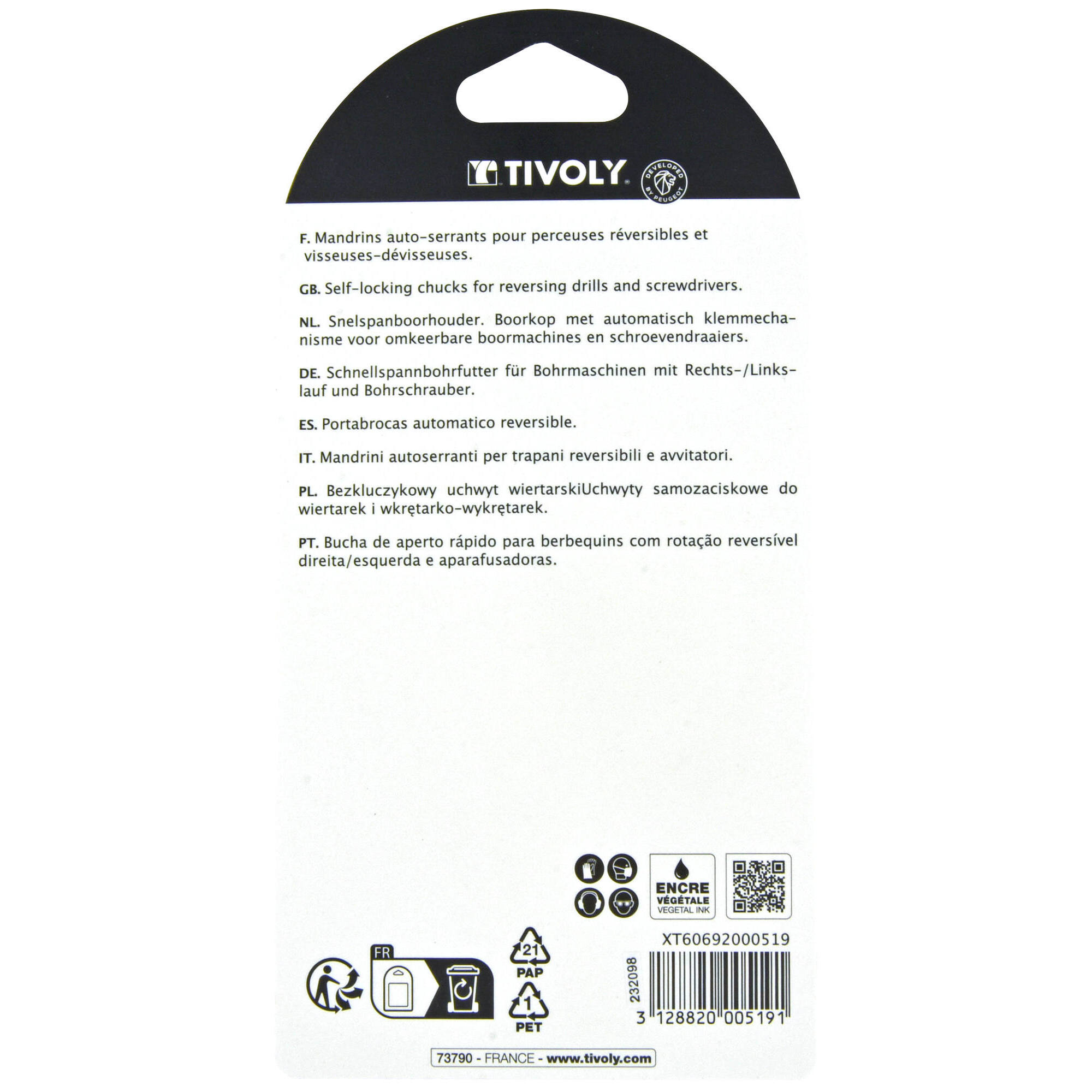 Portabrocas con auto-apriete Ø0,8>10mm