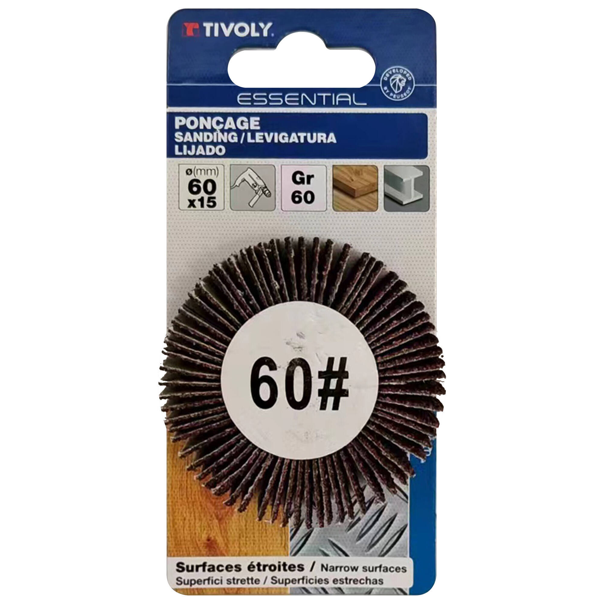 Rueda de LÁMINAS ABRASIVAS (Cartoncillo colgante) / Dim Ø60x15 / Gr : 60