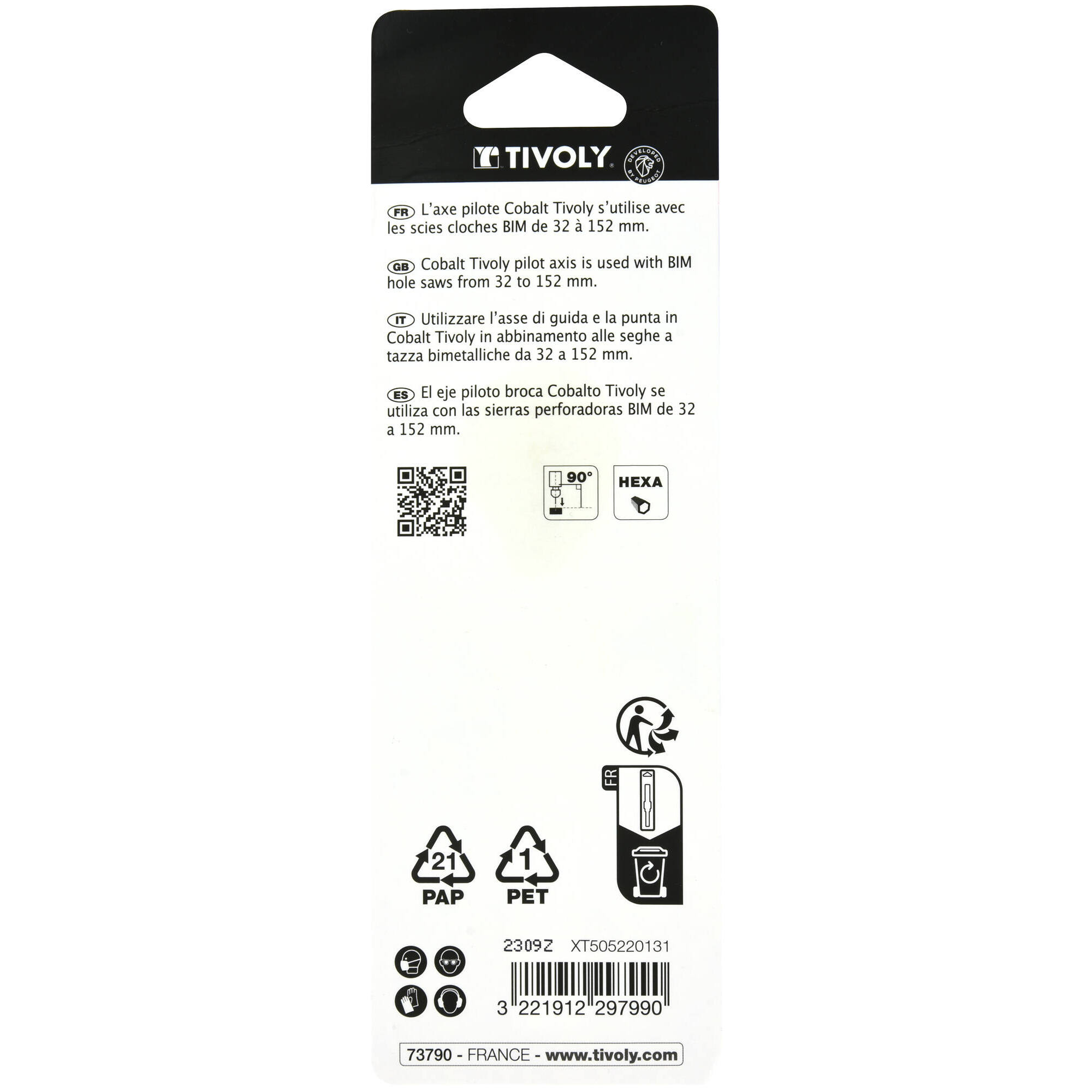 Broca guía bimetal cobalto 5 % Ø 32>152 mm