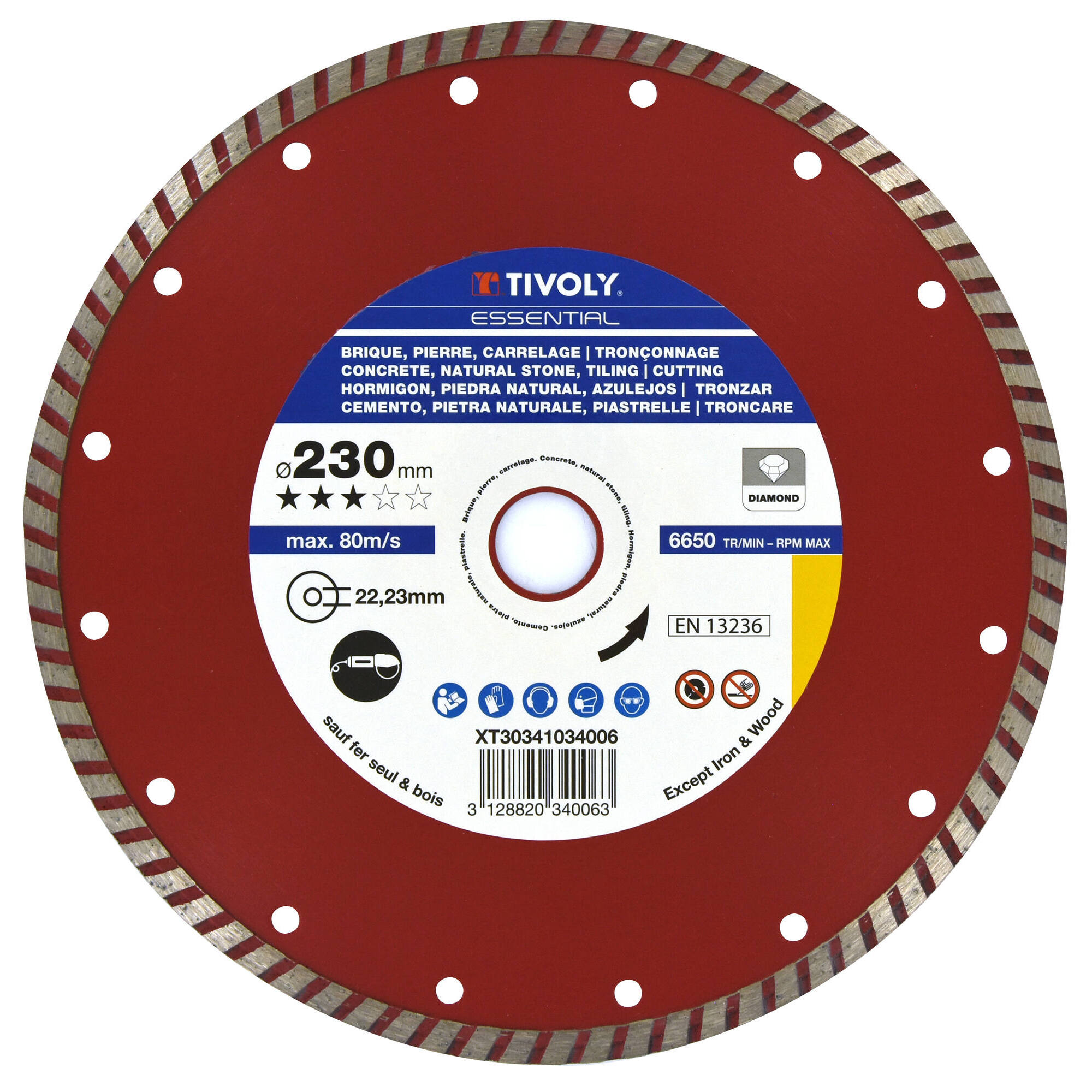 Disco DIAMANTE -MÚLTIPLES MATERIALES -Gama Económica (Caja colgante) / Ø: 230 / Ep: 1.6