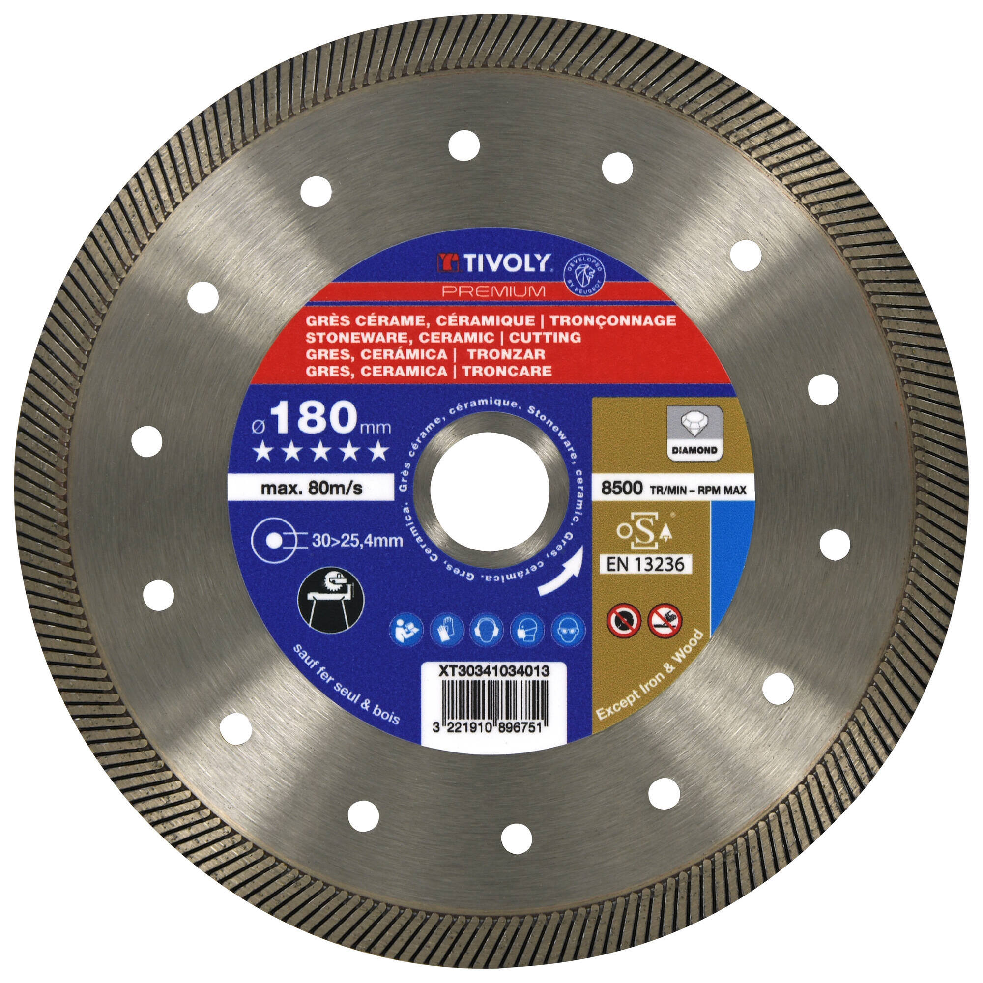 Disco DIAMANTE -GRES CERÁMICO -Gama de Alto Rendimiento (Caja colgante) / Ø: 180 / Ep: 2.6