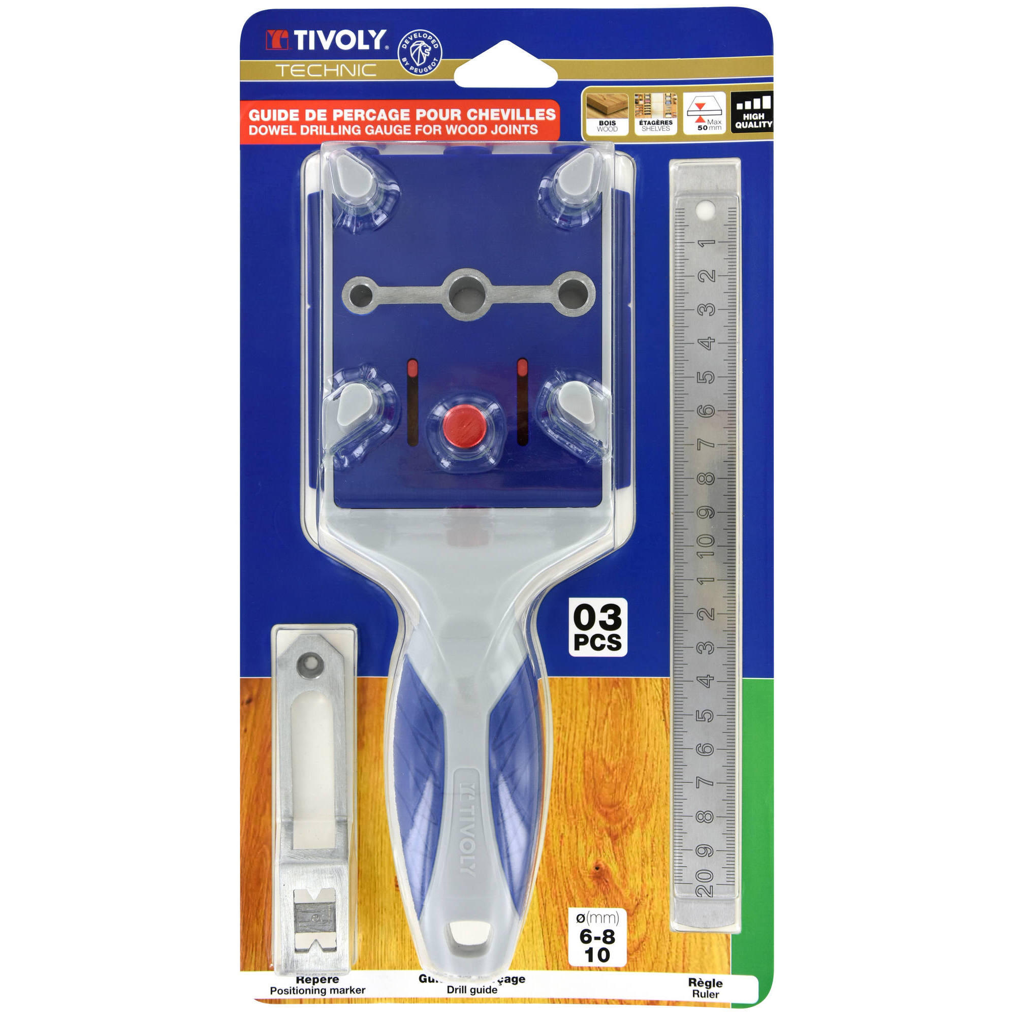 Calibre de Espiga para ensemblar Madera de ⌀6mm / ⌀8mm / ⌀10mm