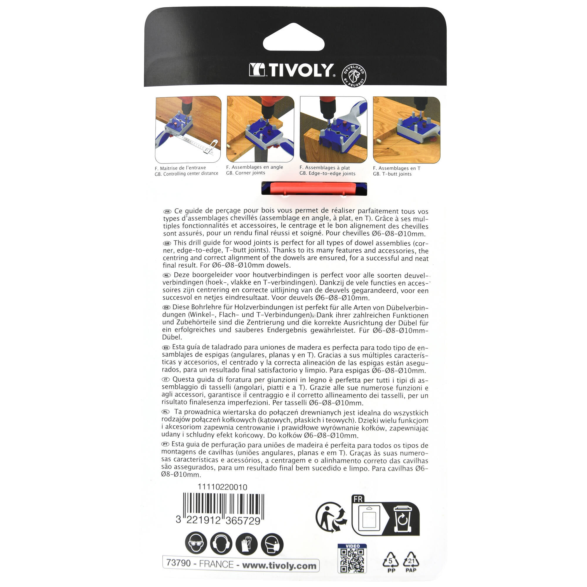 Calibre de Espiga para ensemblar Madera de ⌀6mm / ⌀8mm / ⌀10mm