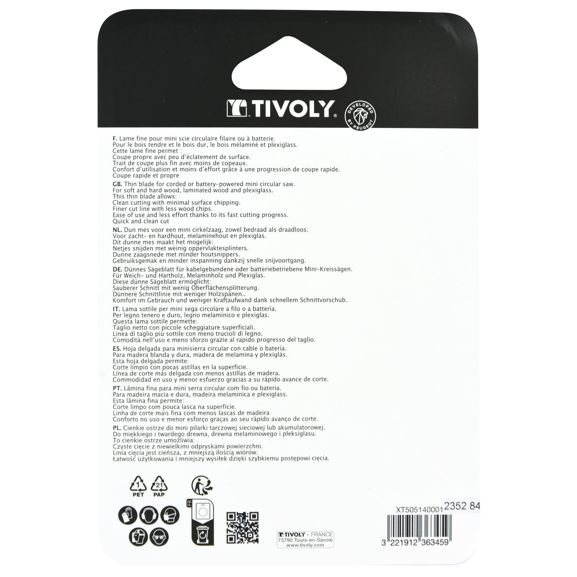 Ø: 85 x Ø2: 15 x Z: 20 / Mini hoja de sierra circular - Rápida y delgada - Para madera, melamina, plástico. (Blíster)