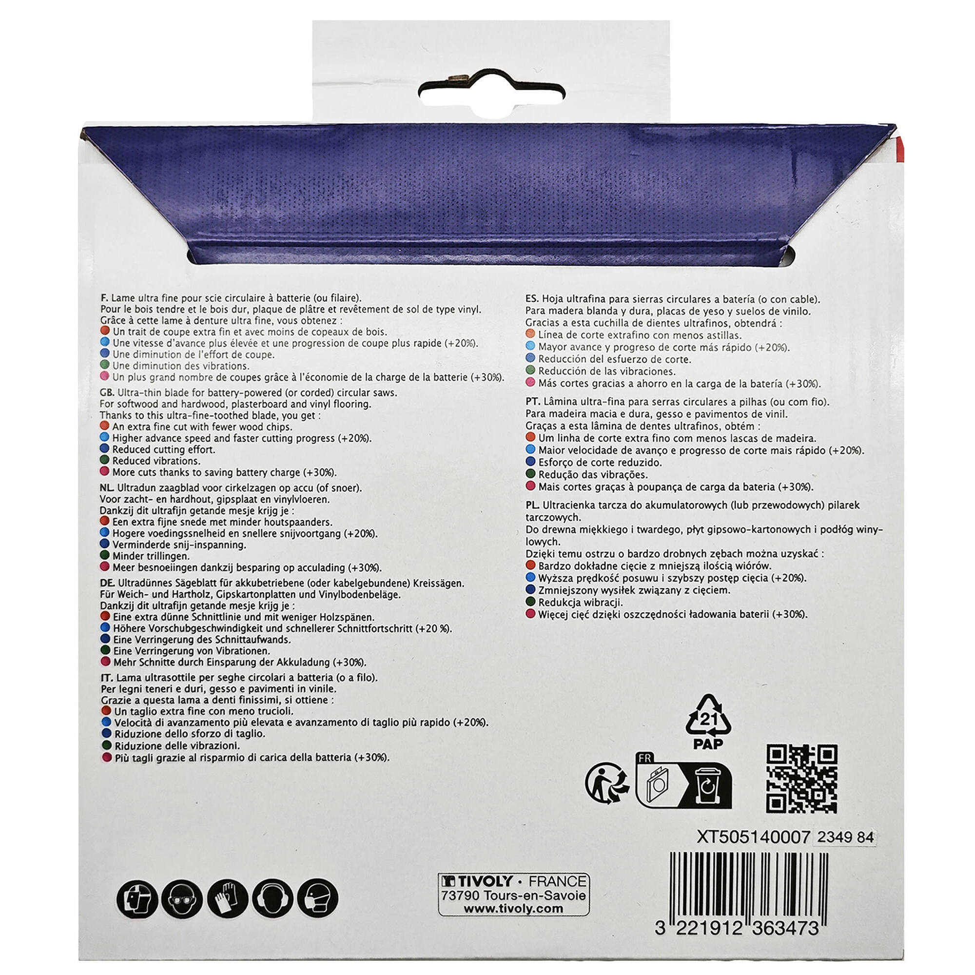 Ø: 165 x Ø2: 20 x Z: 24 / Hoja de sierra circular ultrafina - Caudal - Para madera, yeso, plástico. (Funda cartón)