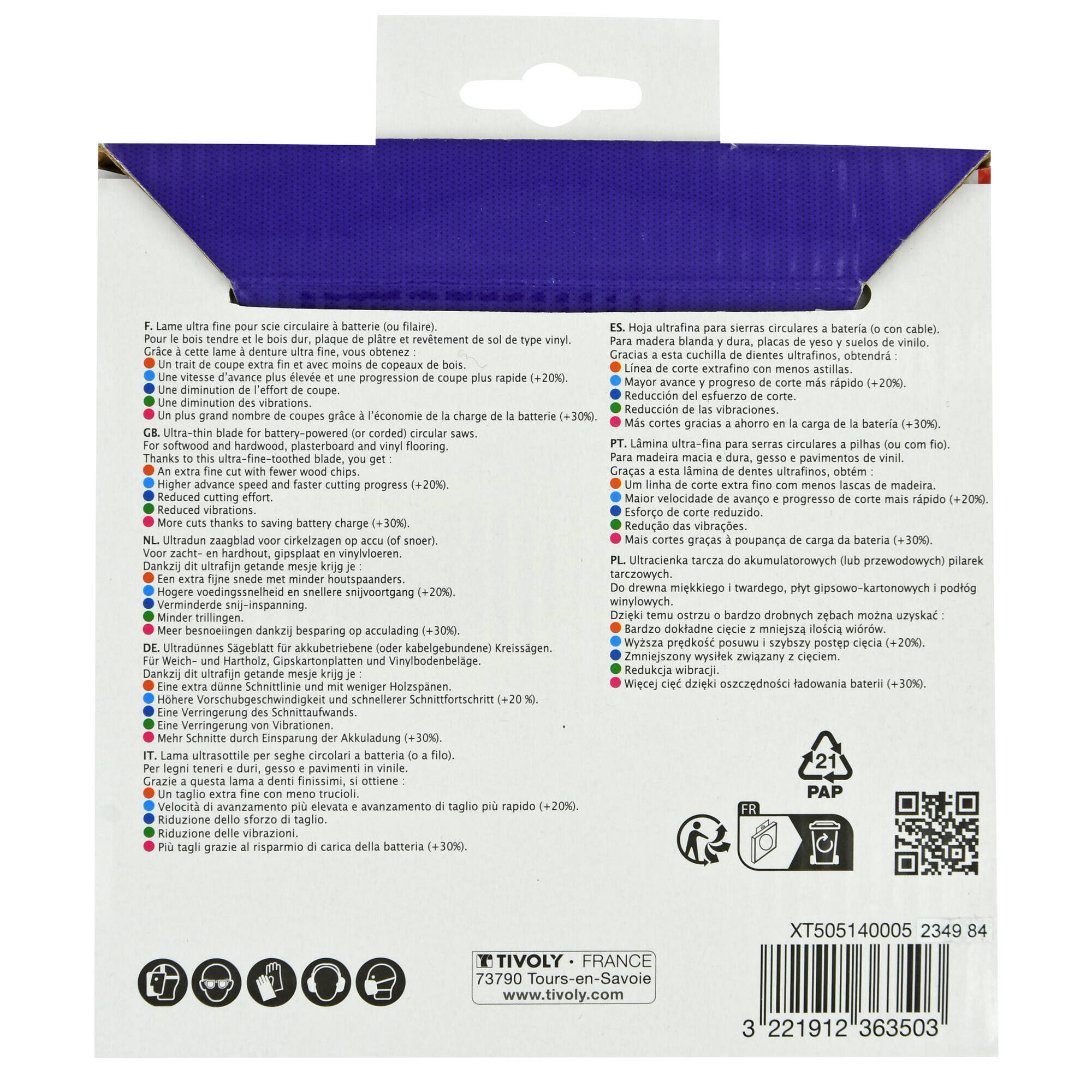 Ø: 150 x Ø2: 16 x Z: 20 / Hoja de sierra circular ultrafina - Caudal - Para madera, yeso, plástico. (Funda cartón)