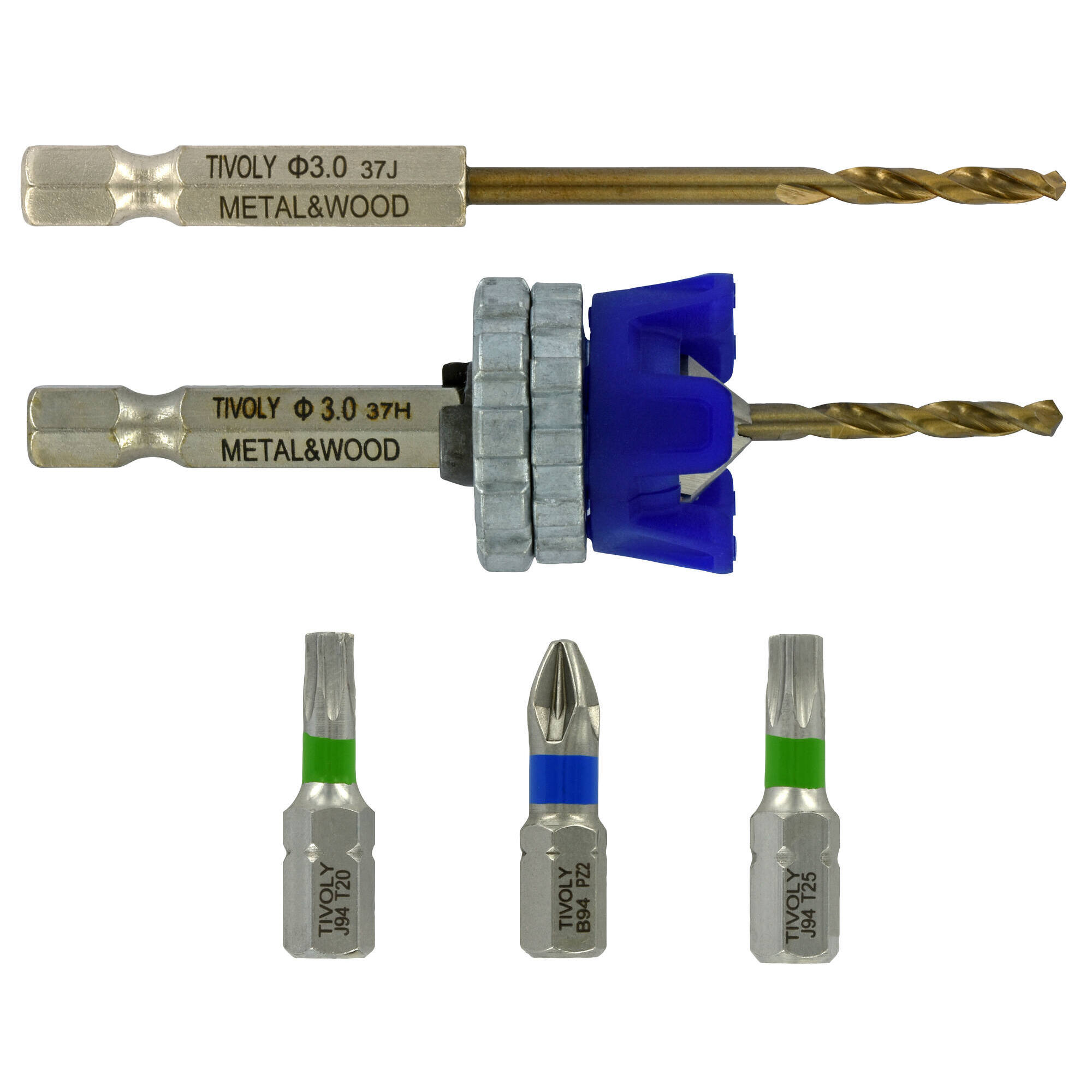 Ø: / Broca y avellanador HSS 2 en 1 madera y metal -Tope regulable -Mango hexagonal (Estuche) / L: