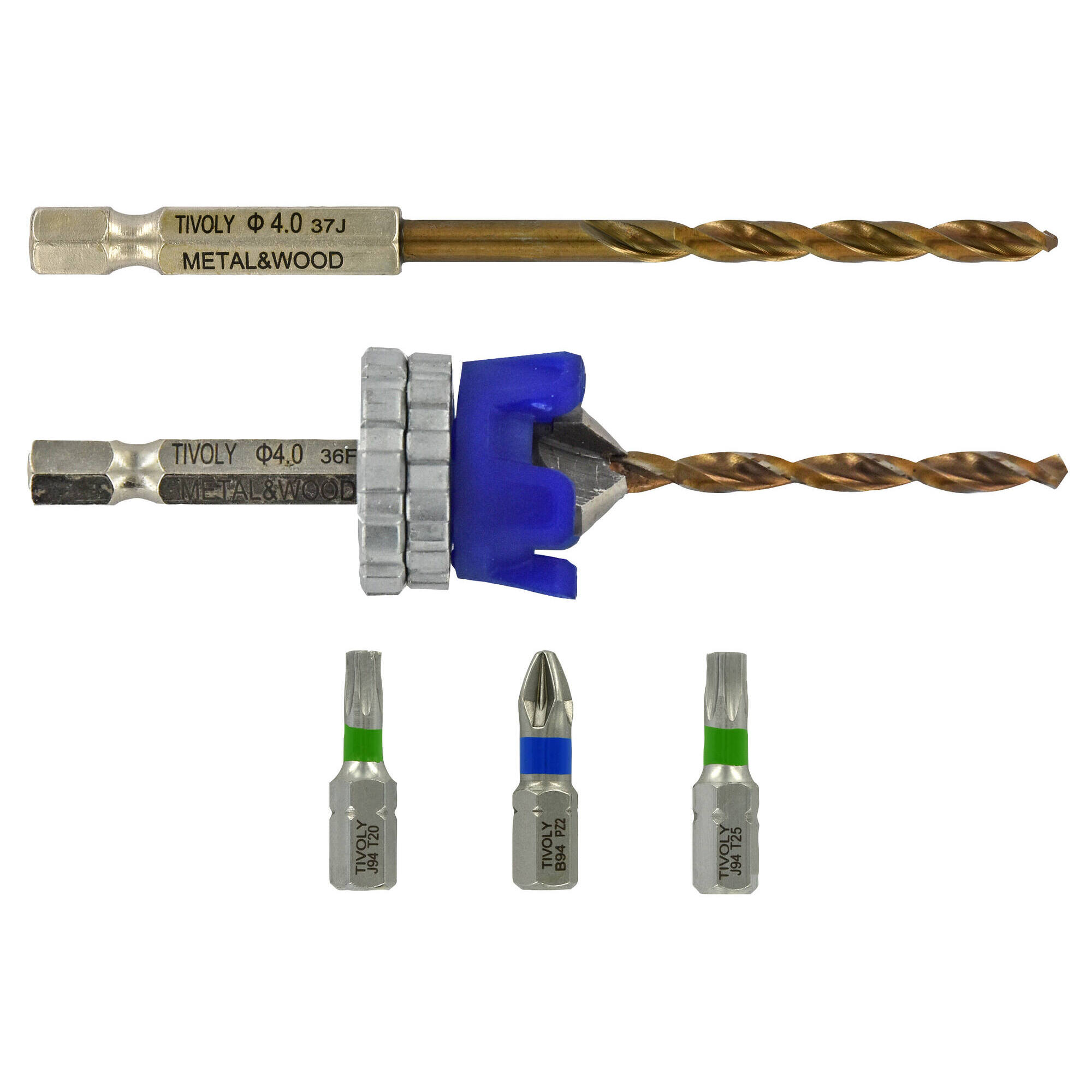 Ø: / Broca y avellanador HSS 2 en 1 madera y metal -Tope regulable -Mango hexagonal (Estuche) / L: