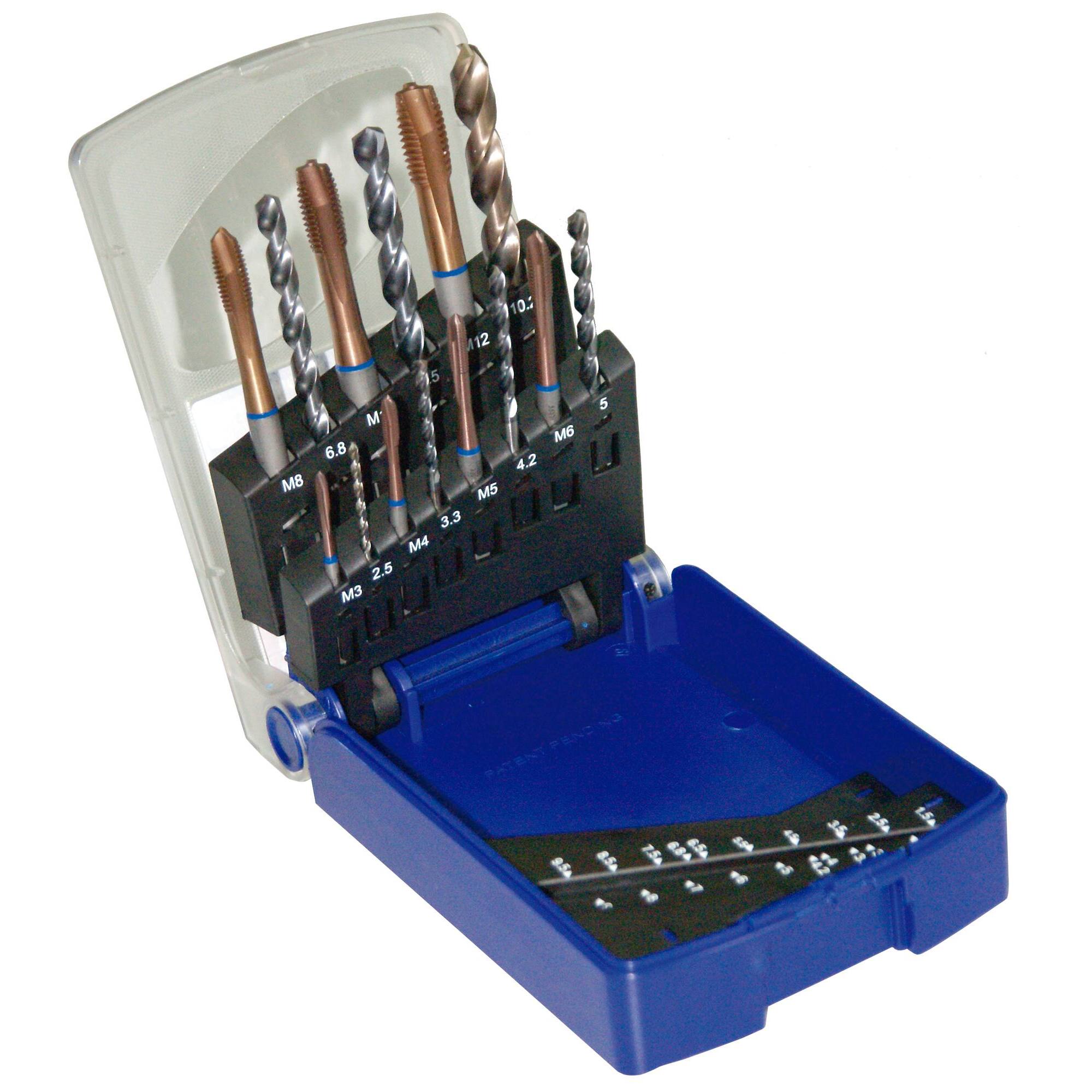 960IT27 - ESTUCHE MACHOS FLASH CUT IT2 + BROCAS PREVIAS TBX. Agujero pasante M3 A M12