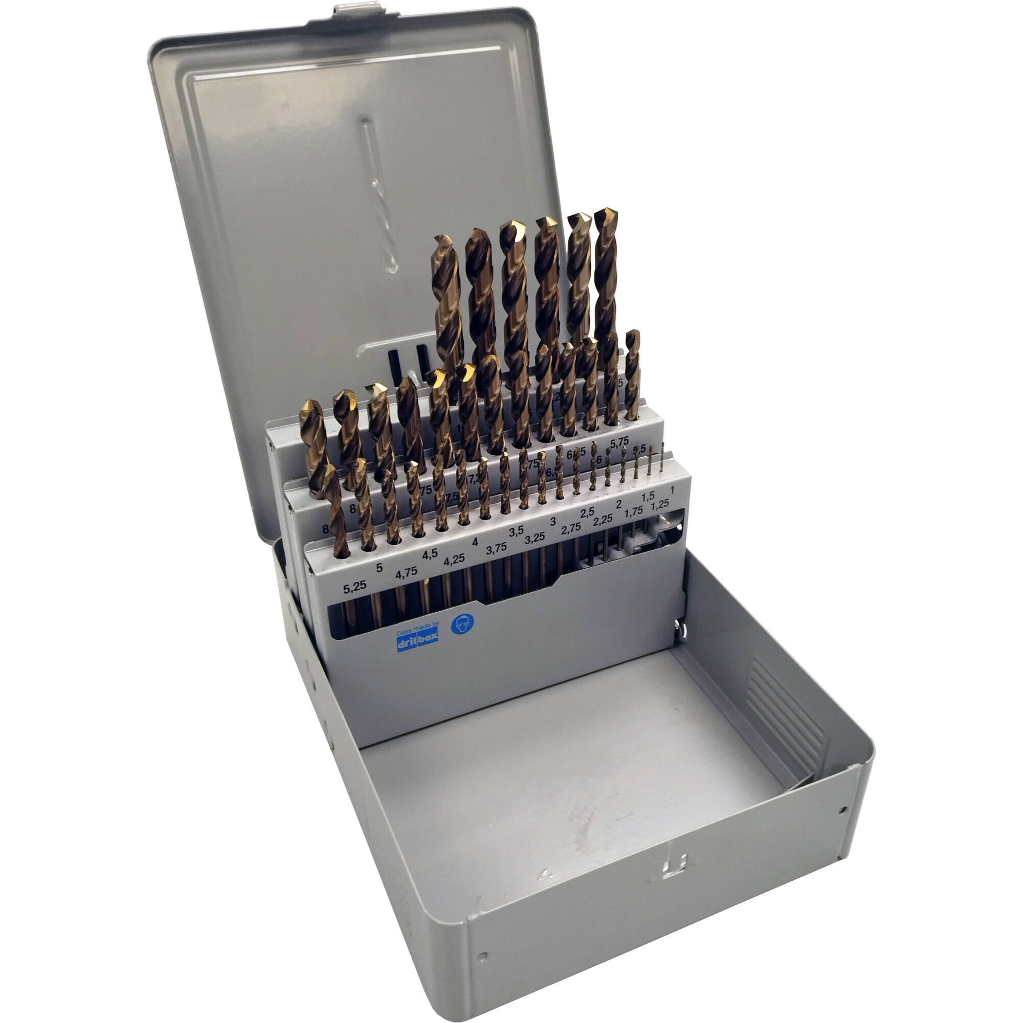 11455070013 - 37 brocas para metal HSSE DIN 338 Afilado Split Point Ø 1 - 10 x 0,25 mm