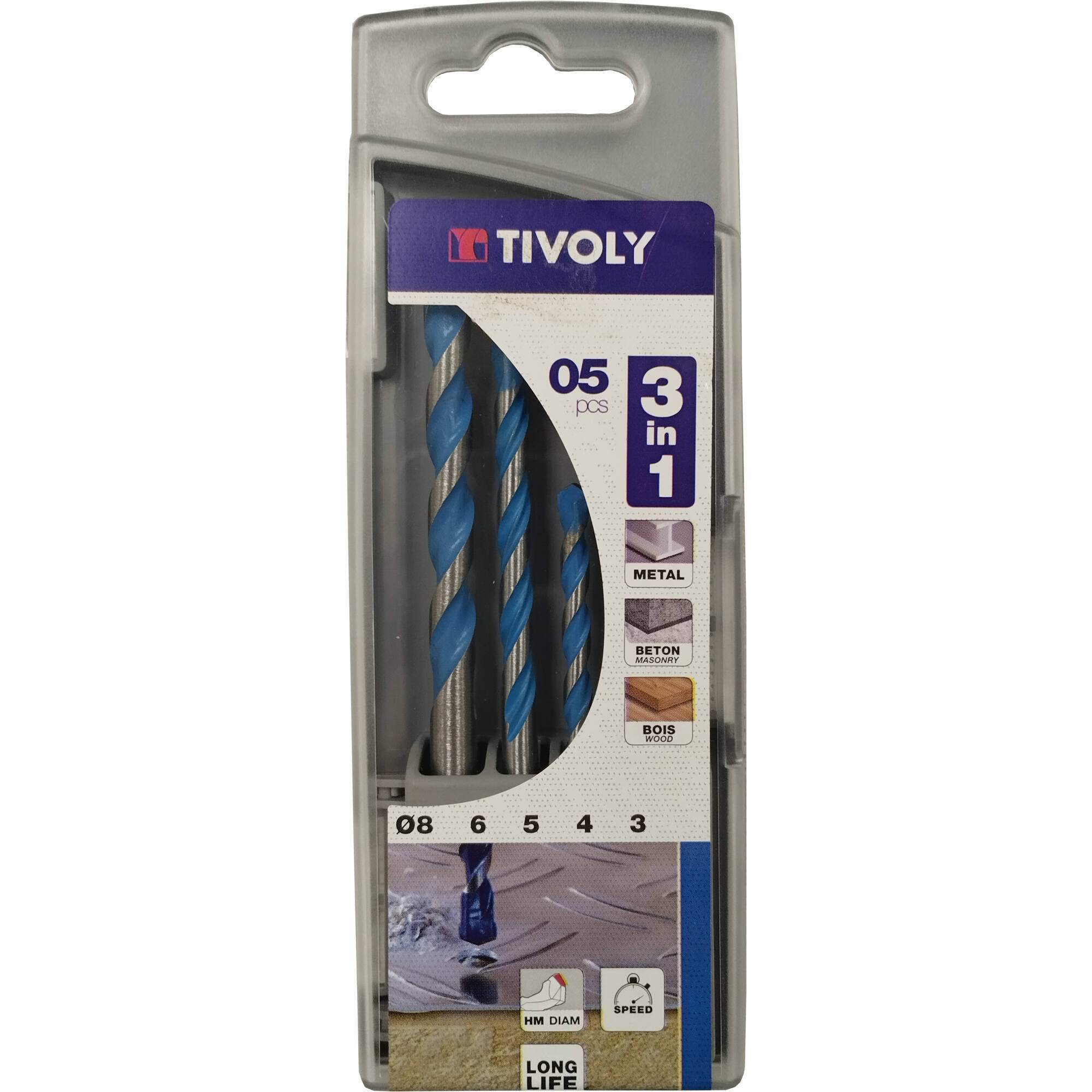 1190187 - ESTUCHE BROCAS MULTI-MATERIAL 3 EN 1 Ø 3-4-5-6-8 MM