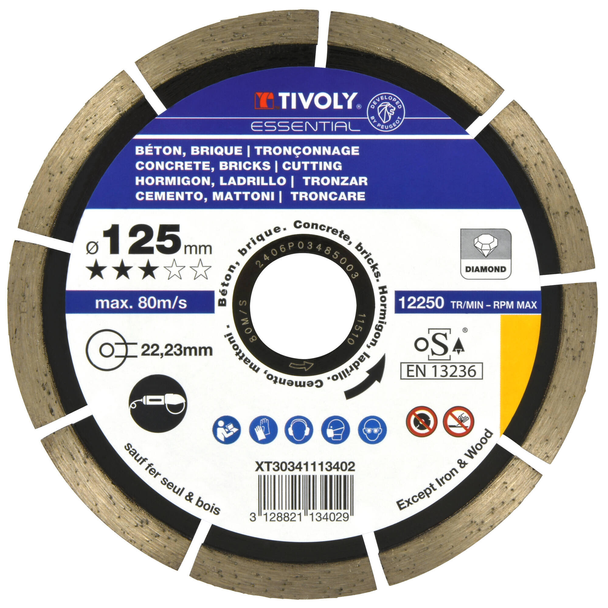 Disco DIAMANTE -HORMIGÓN -Gama Económica (Caja colgante) / Ø: 125 / Ep: 2