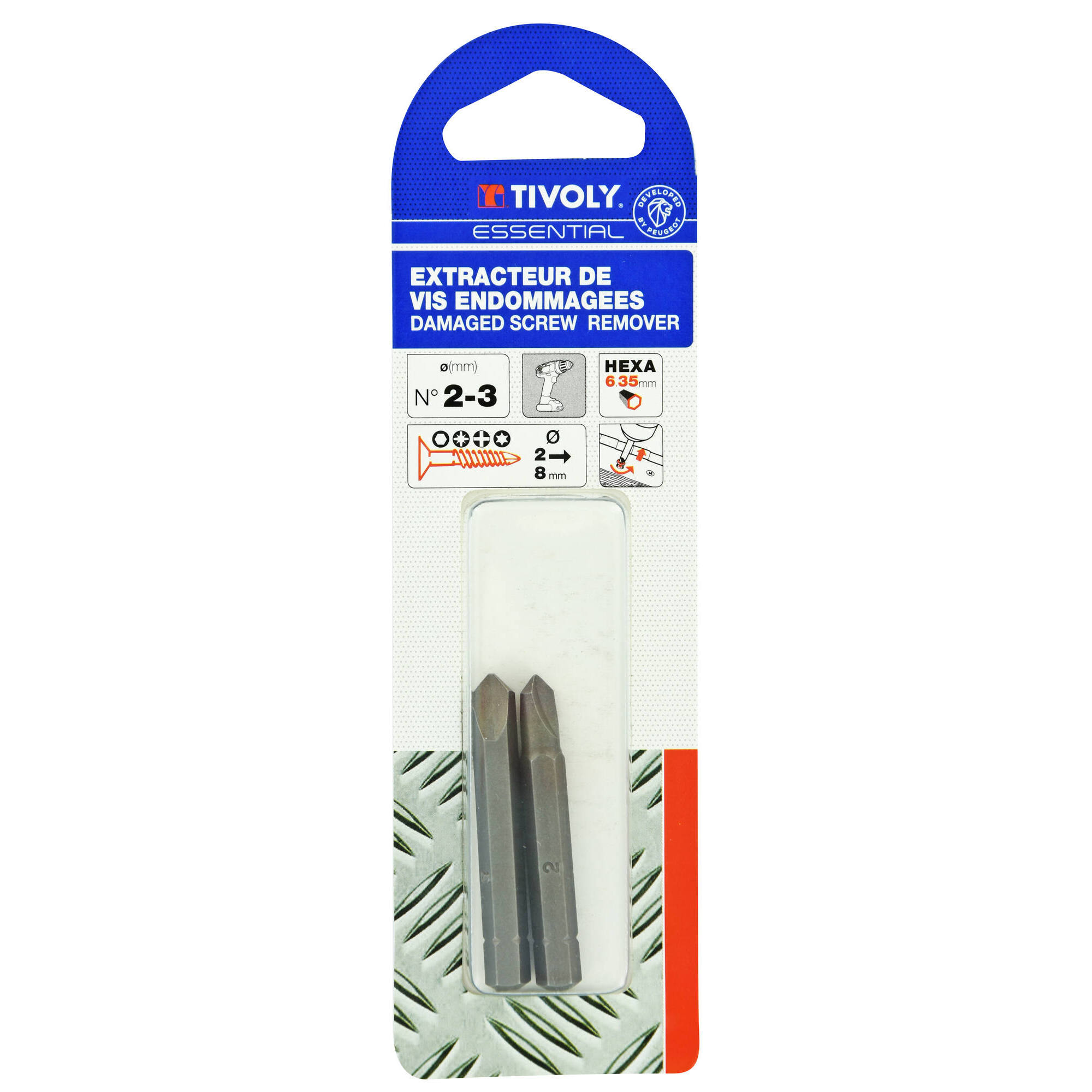 2 piezas -Extractores de tornillos N.º 2- 3