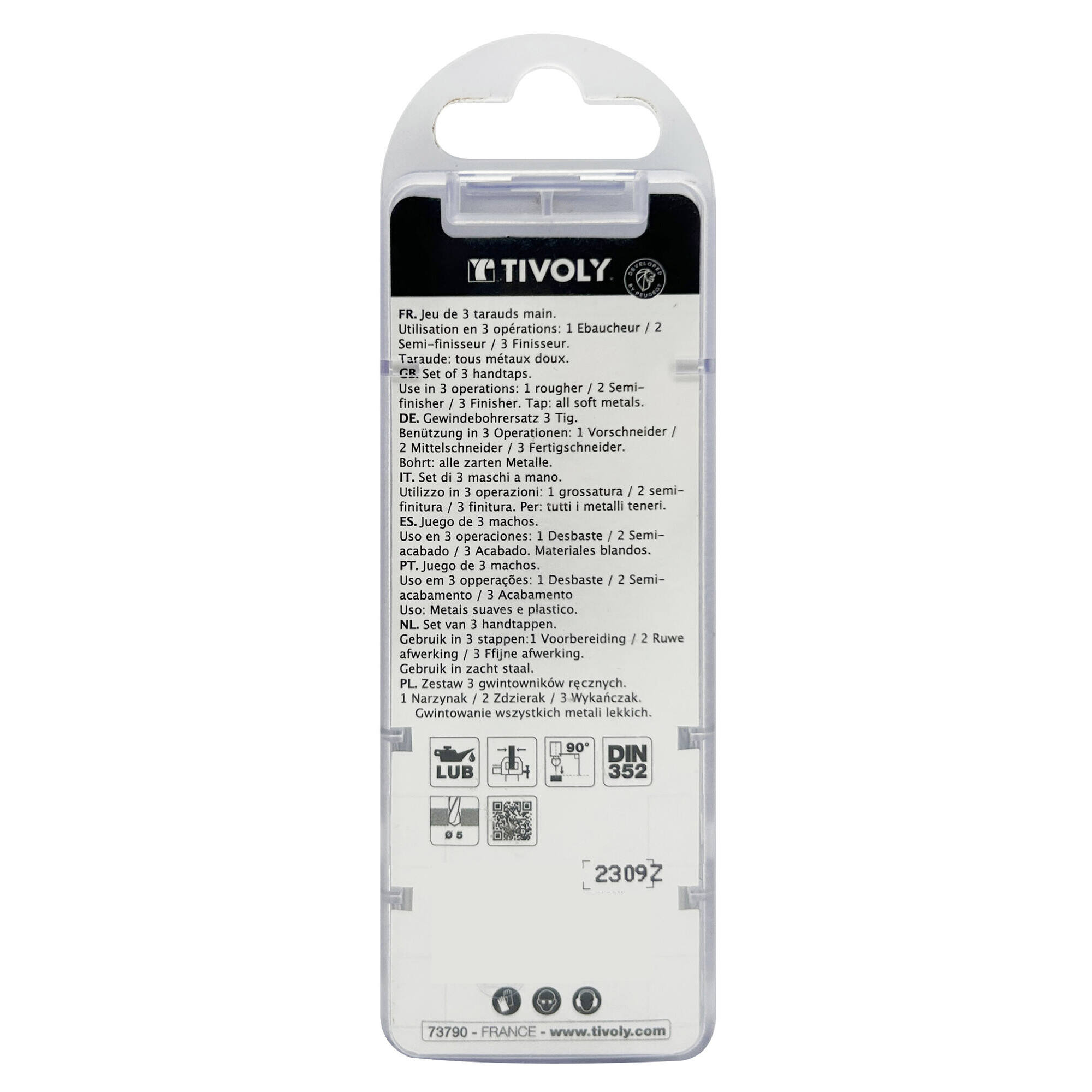 Juego de 3 machos de roscar a mano -M -Acero al cromo (Blíster) / Ø: 3 X 0.5