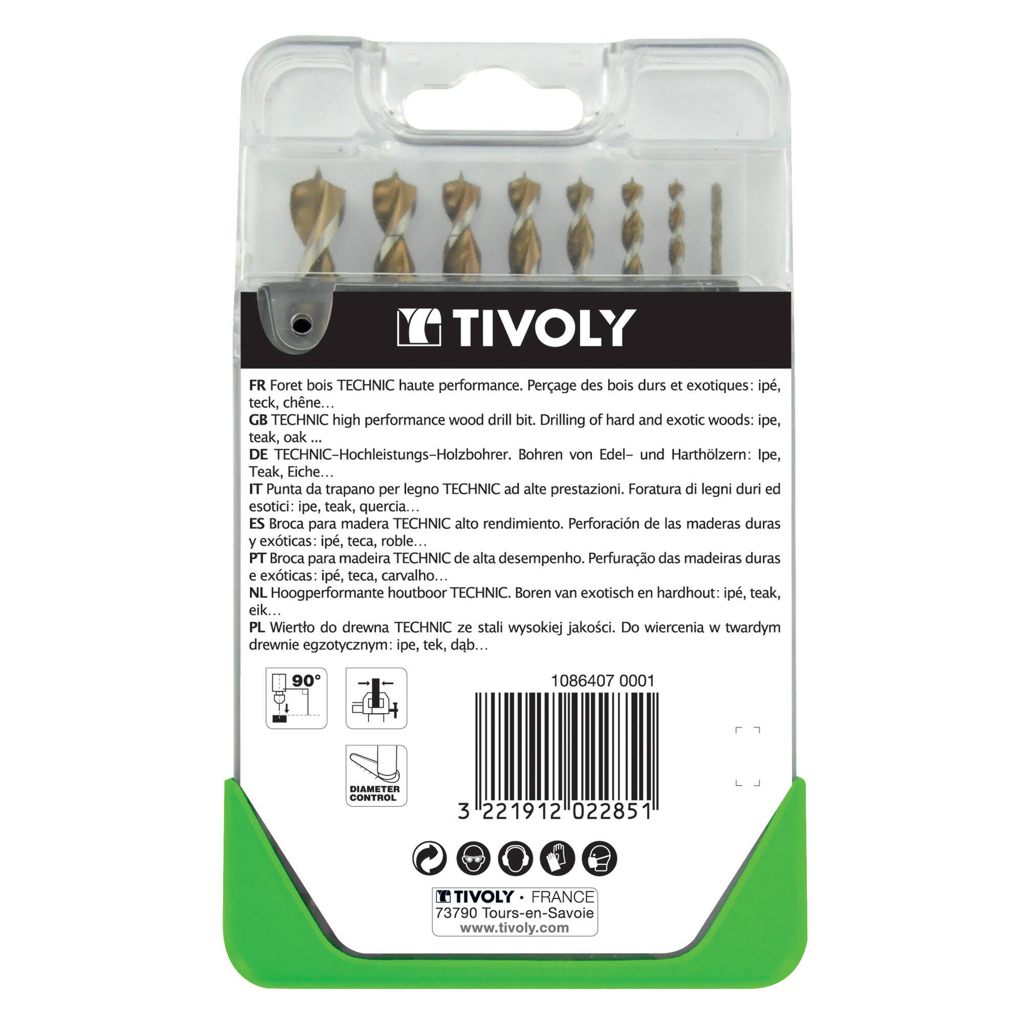 8 brocas para madera speed point Ø 2 a 10 mm