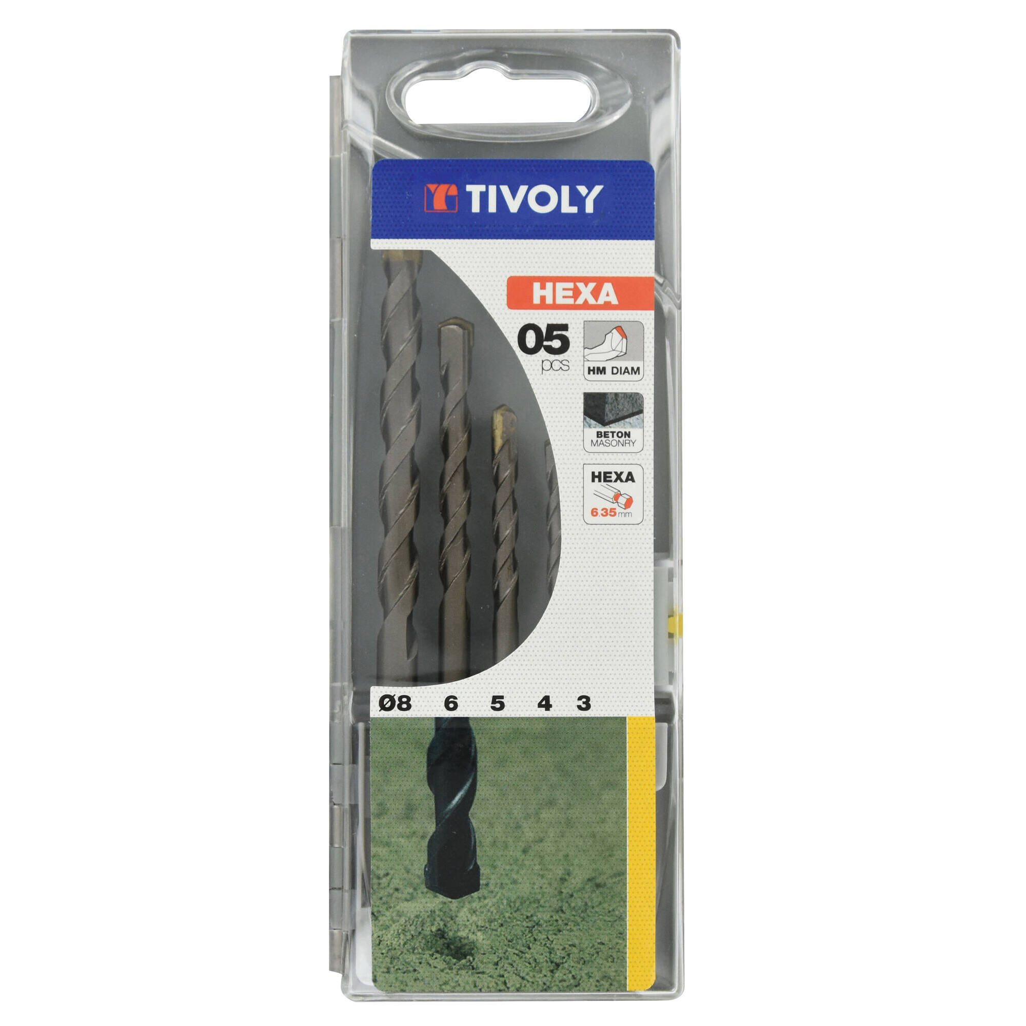 10901670001 - 5 brocas para hormigón mango hexagonal Ø 3 a 8 mm