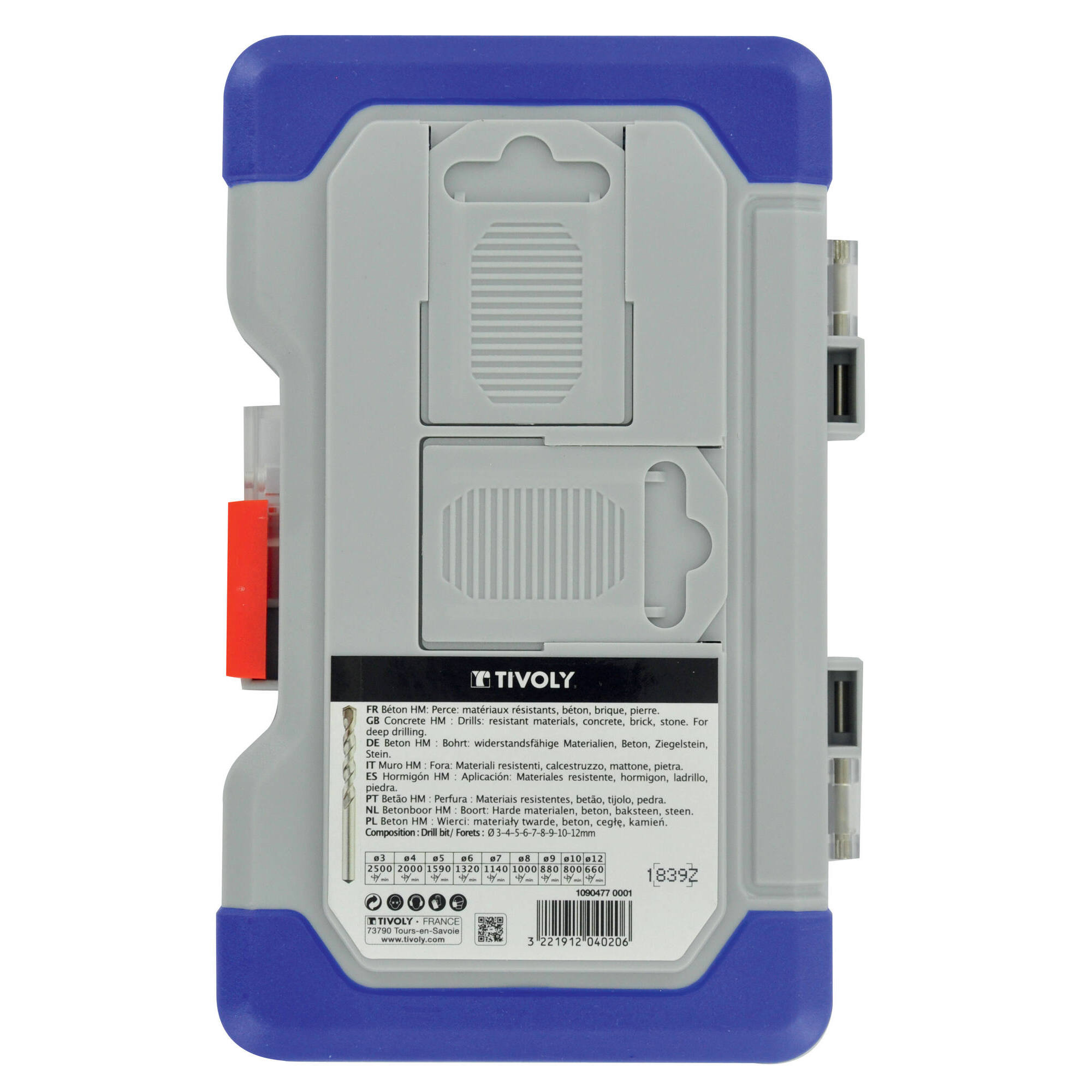 9 brocas para hormigón Ø 3 a 12 mm