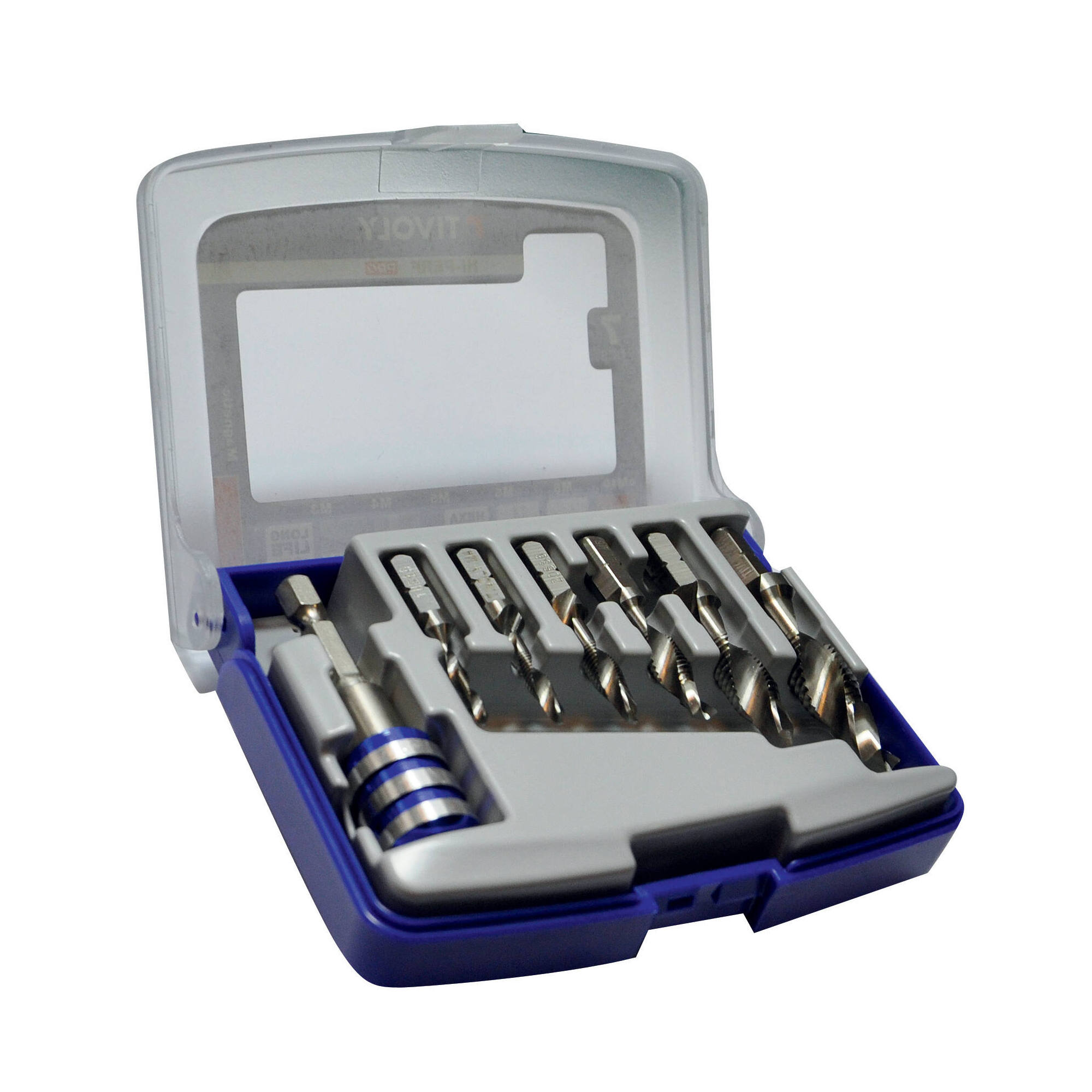 7 piezas -6 brocas para metal HSS monobloques punta en cruz mango hexagonal 1/4’’ Ø 3 a 10 mm + 1 portapuntas