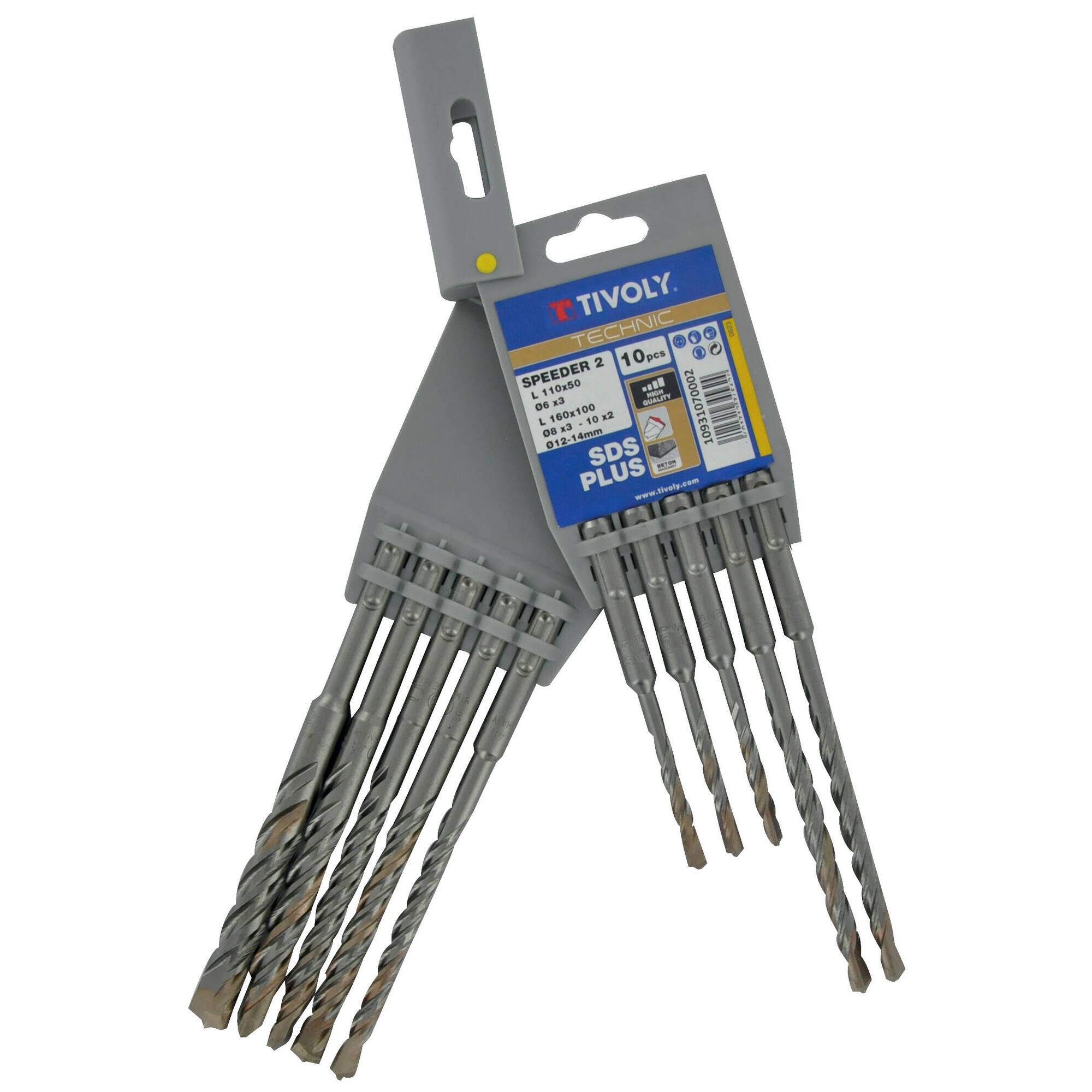 10 brocas SPEEDER2 SDS+ 2 filos L. 110- 160 mm Ø 6 a 14 mm
