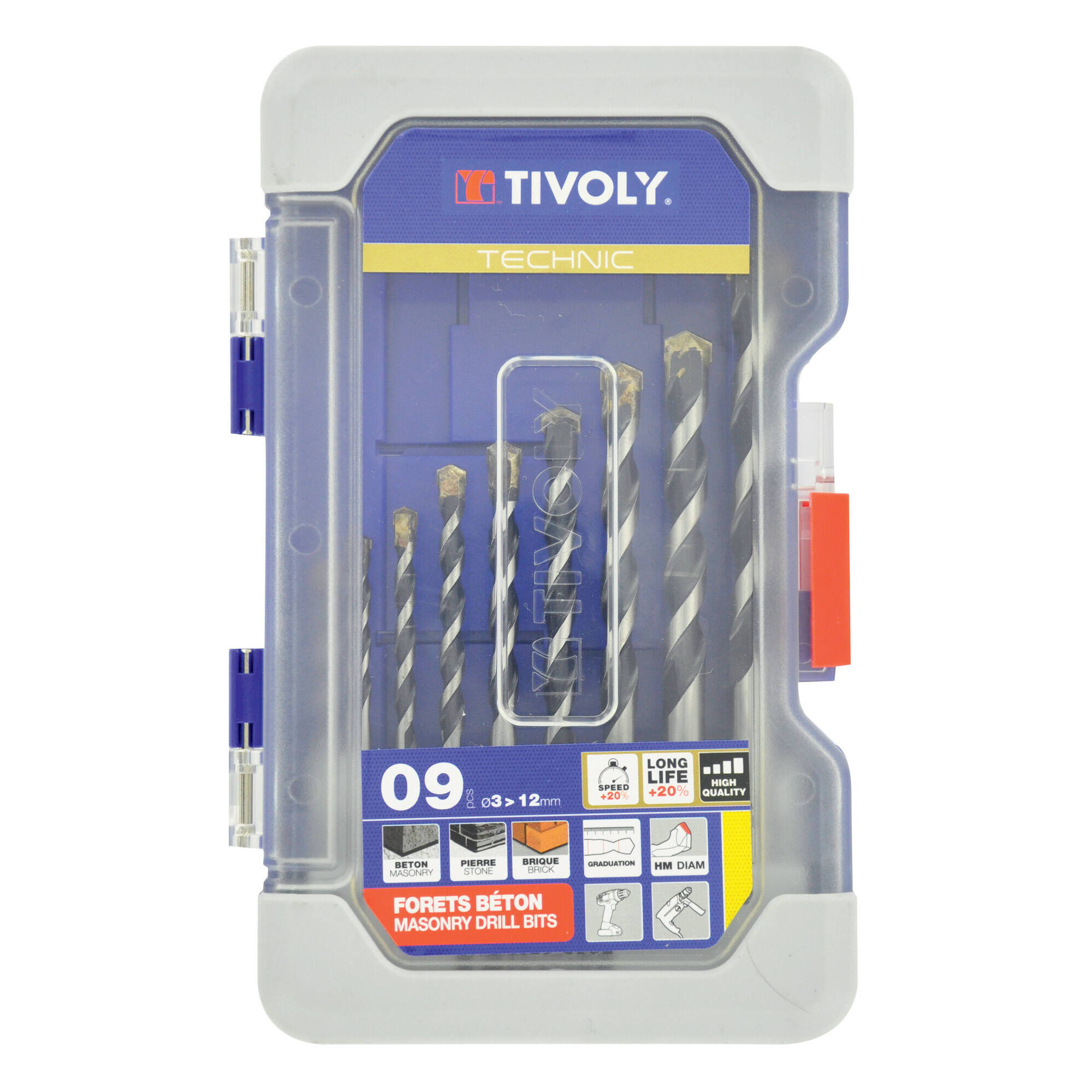 10960370018 - 9 brocas para hormigón graduadas SLR Ø 3 a 12 mm