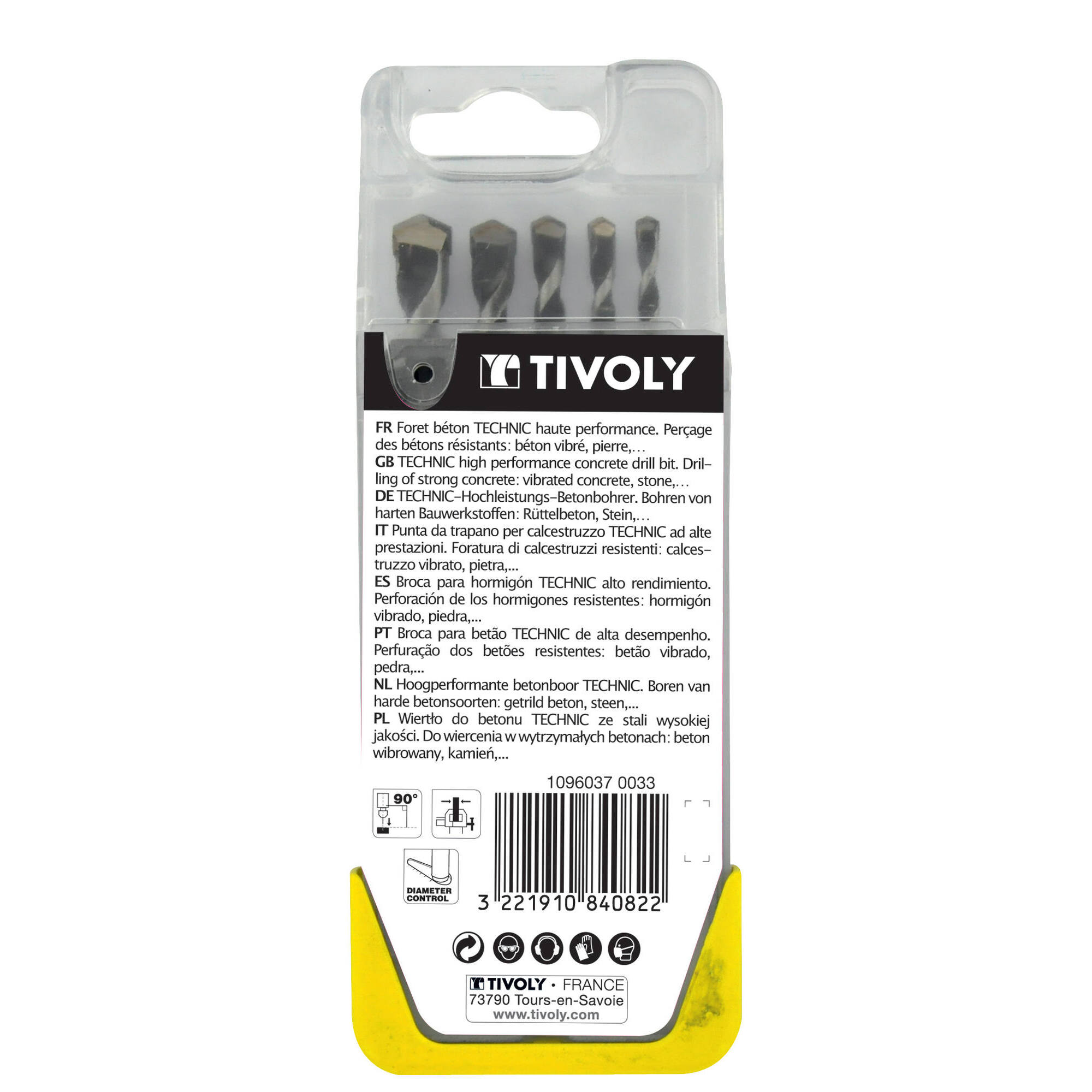 5 brocas para hormigón graduadas SLR Ø 4 a 10 mm