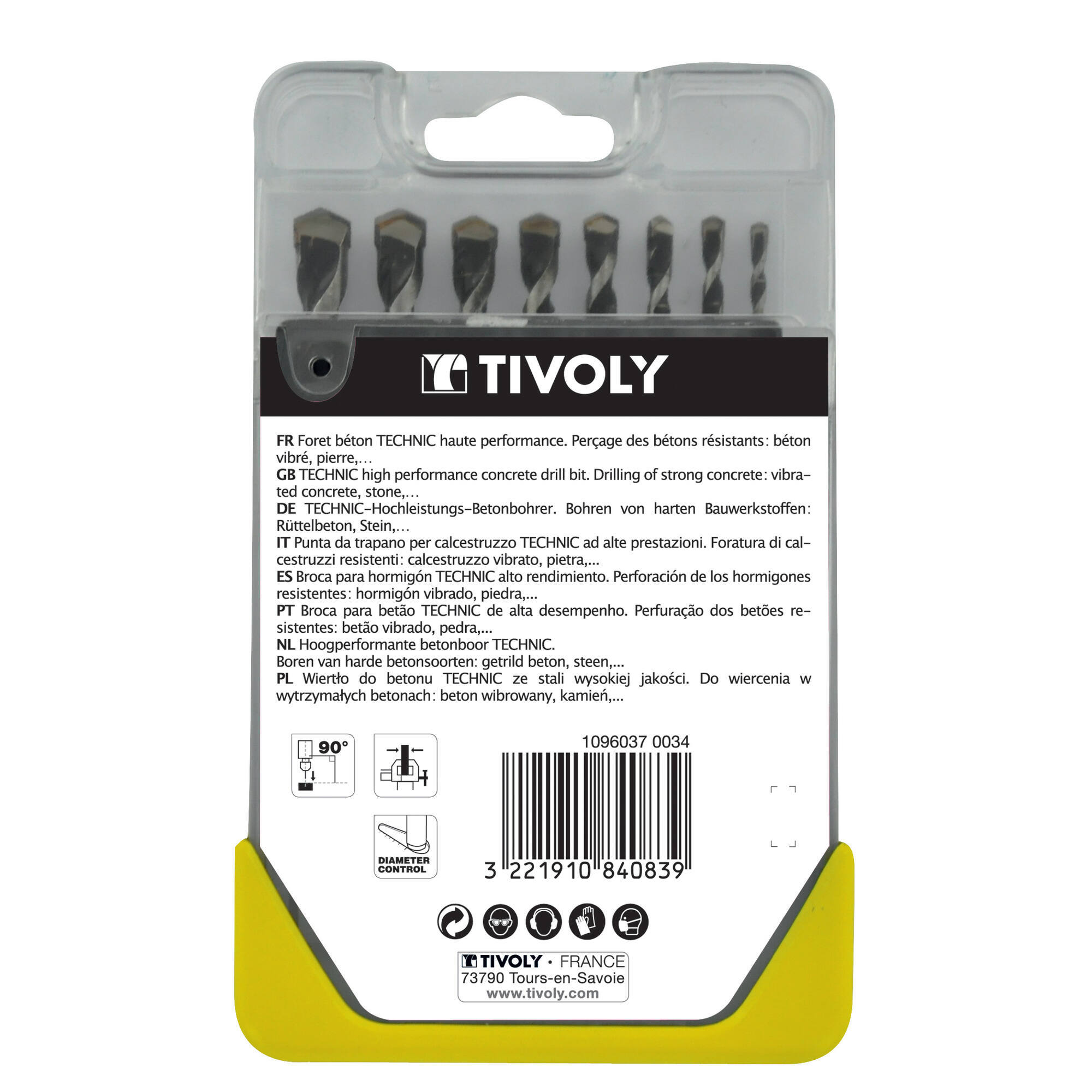 8 brocas para hormigón graduadas SLR Ø 3 a 10 mm