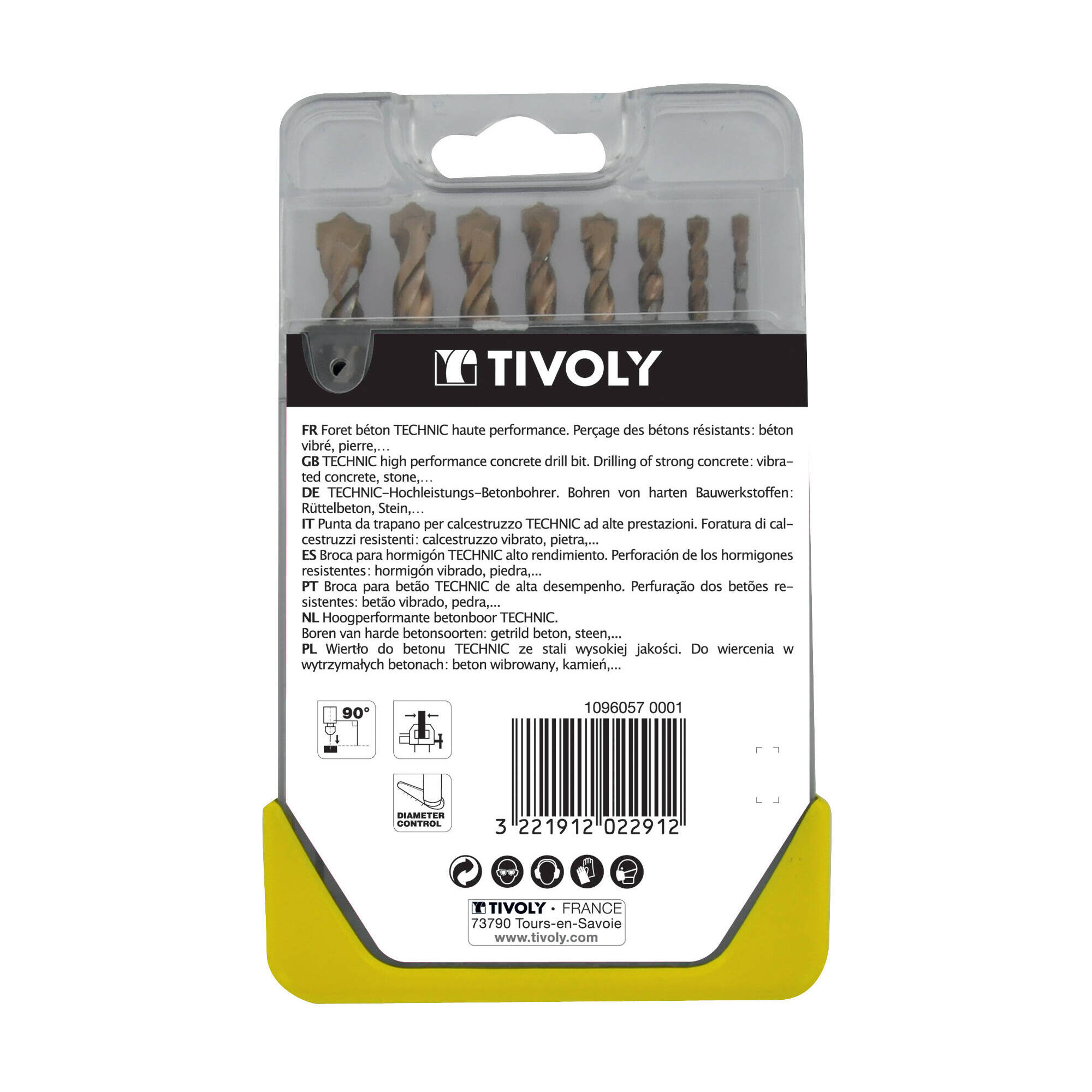 8 brocas para hormigón graduadas SLR Ø 3 a 10 mm