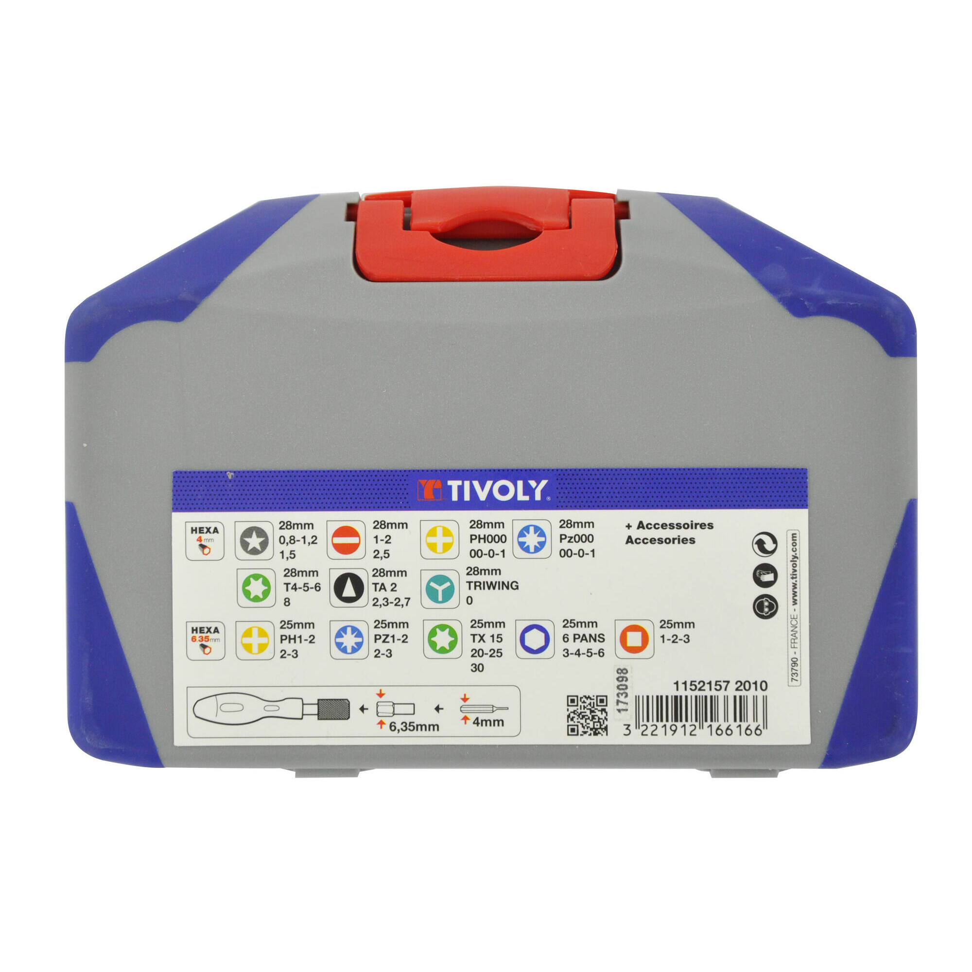 46 piezas -Puntas hexagonales 6,35- 4 mm