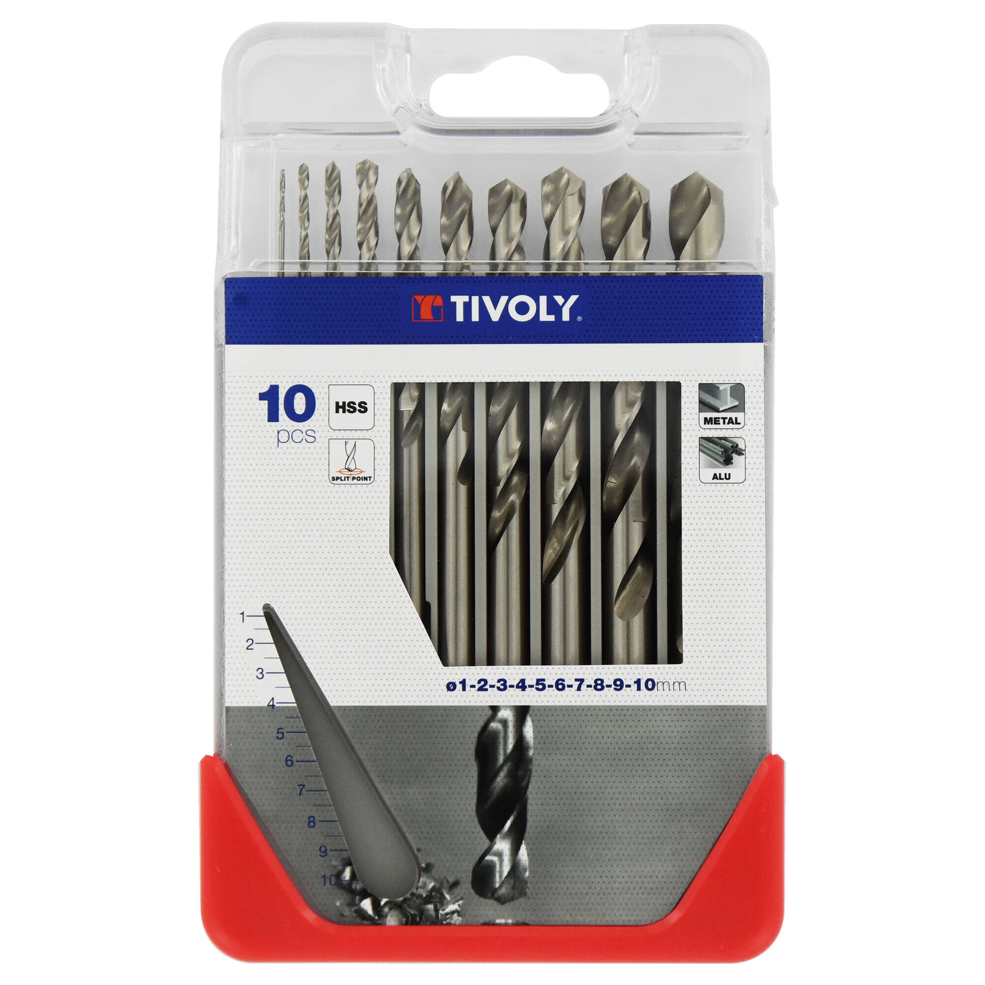 10 brocas para metales HSS rectificadas, punta en cruz Ø 1 a 10 mm