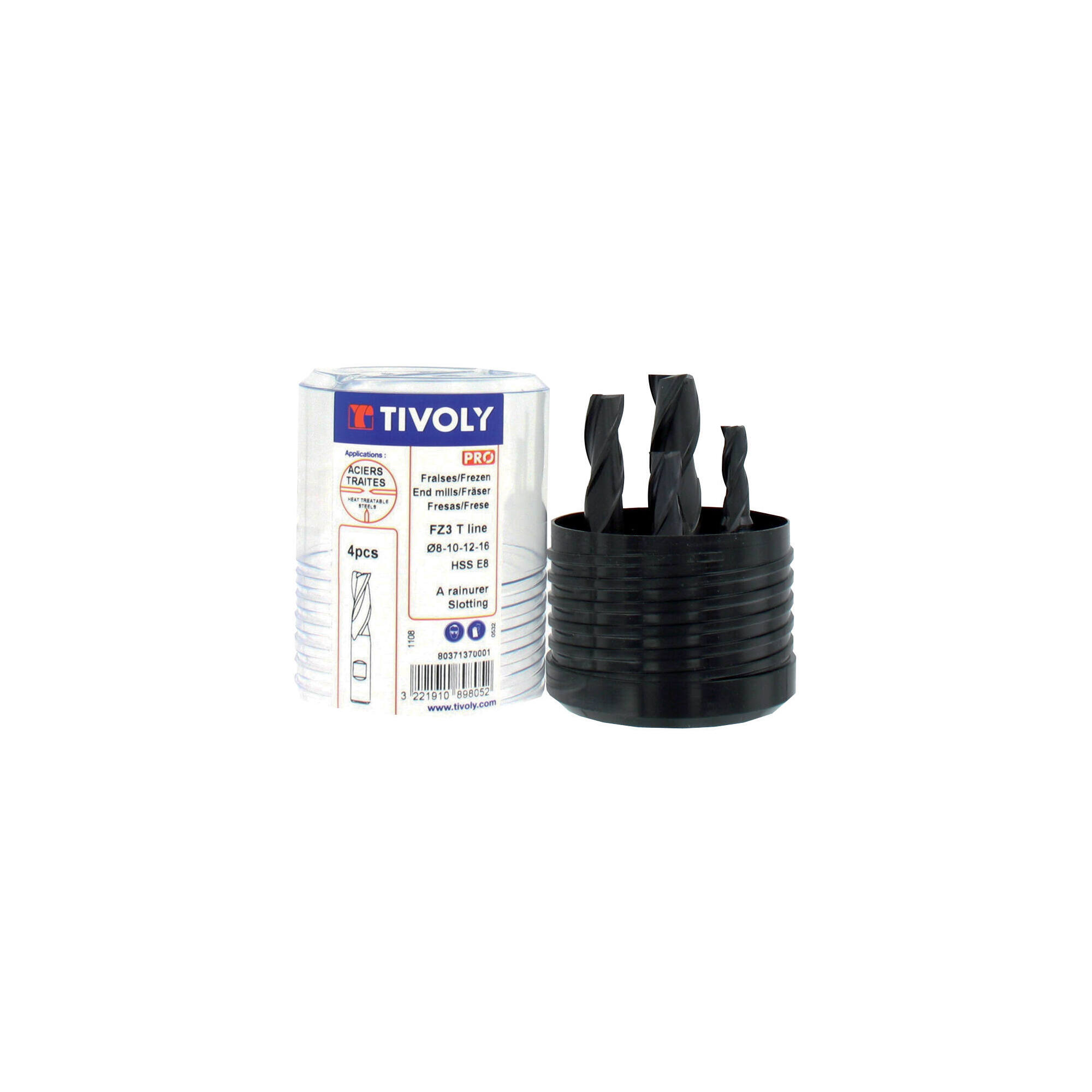 8037137 - Fresa para ranurar HSSE8% cobalto Recubrimiento TiAIN DIN844BK Z3 Hel. 30° e8 Normal