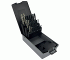 81900170019 - 28 piezas - 7 juegos de 3 machos de roscar HSS Multiaplicaciones DIN352 M3 a M12 + 7 brocas HSS Ø 2,5 a 10,2 mm TECHNIC