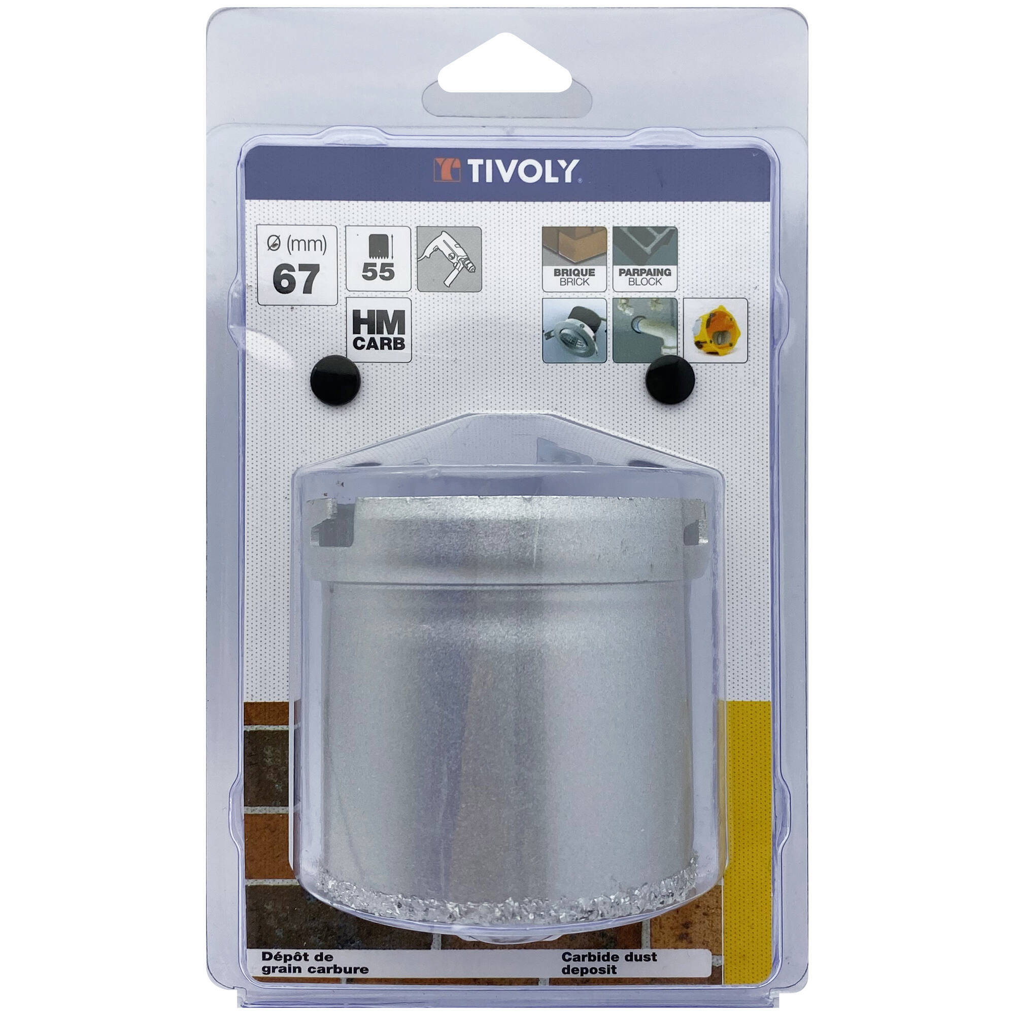 Ø: 67 / Sierra de corona para hormigón de carburo HM (Estuche blíster) / H: 55