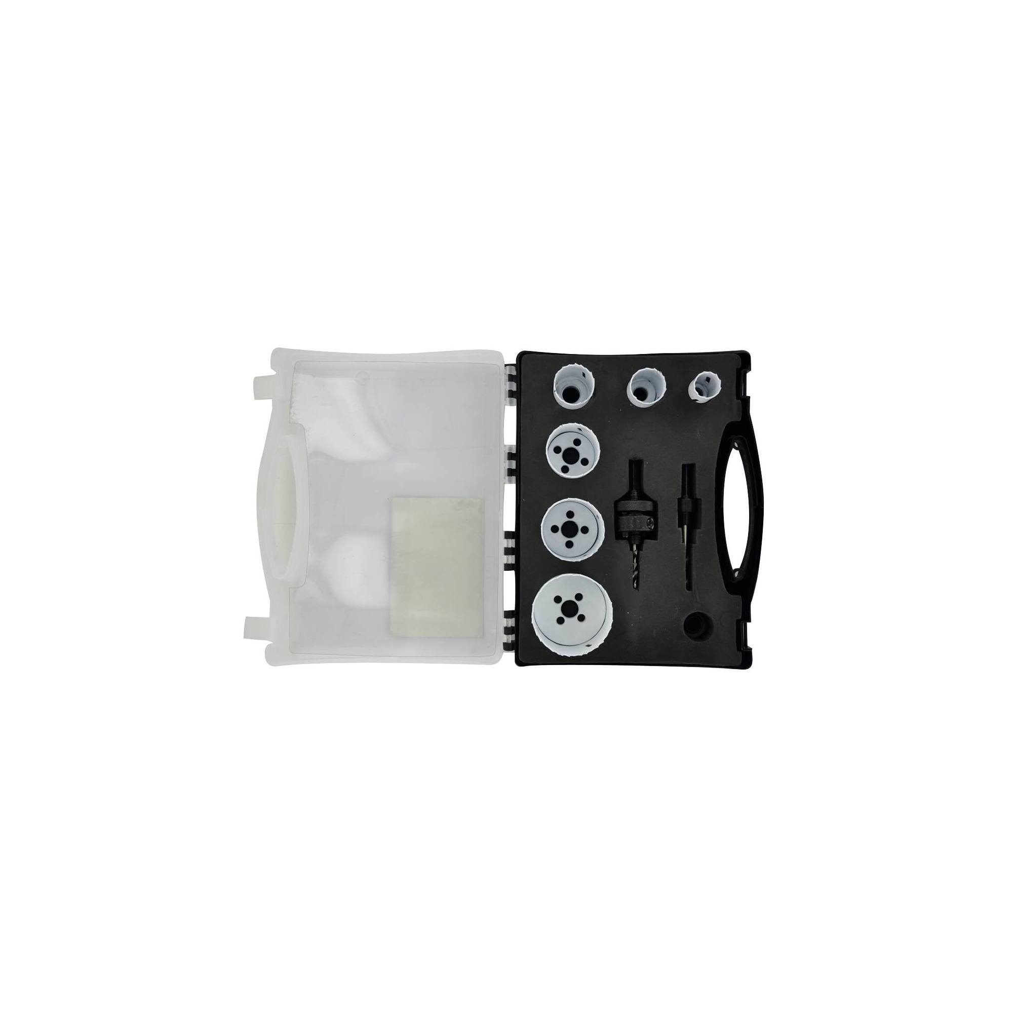 Maletín de 9 piezas - 6 sierras corona bimetal HSS Ø 22 a 68 mm + 2 husillos + 1 adaptador
