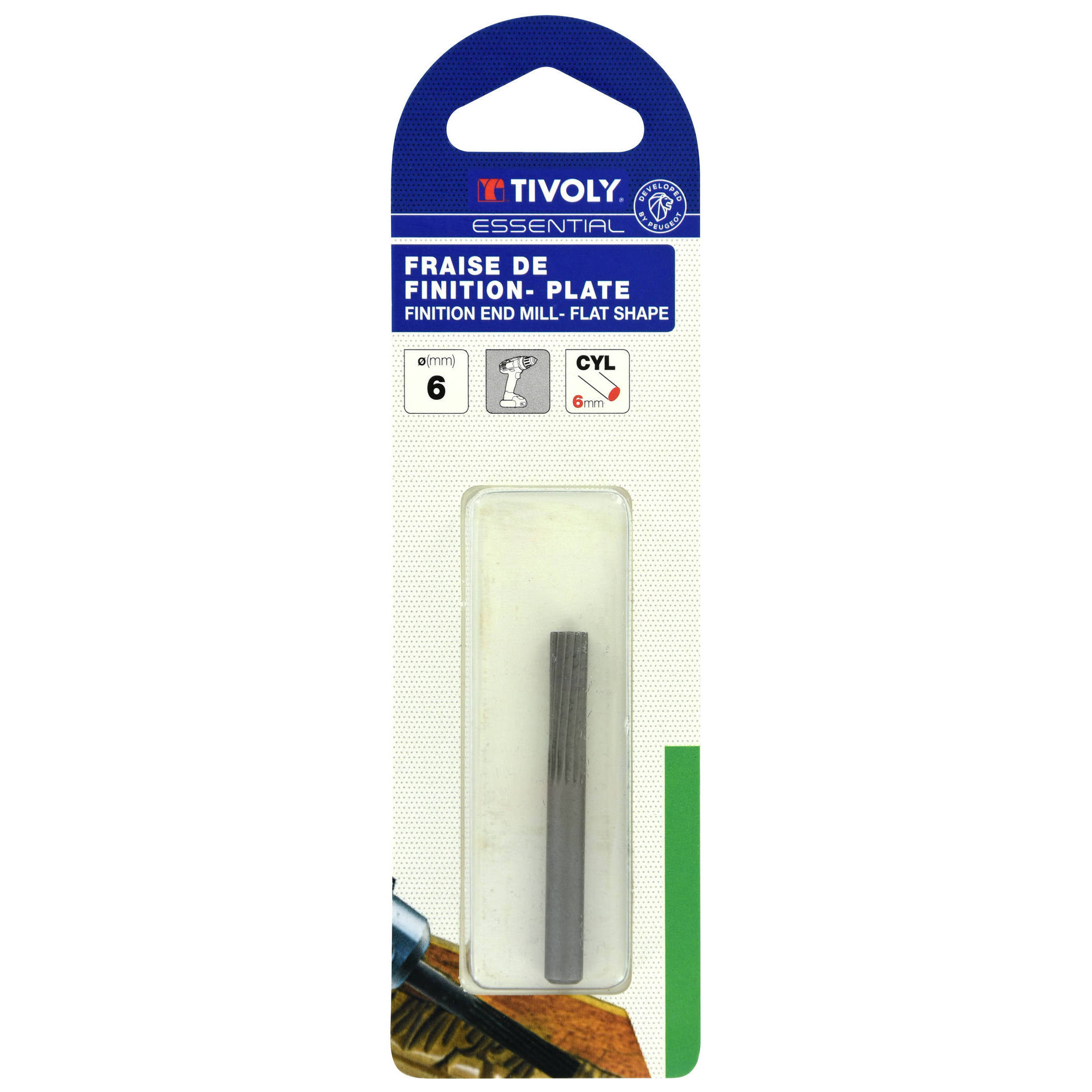 Escofina con mango cabeza plana Ø6 mm